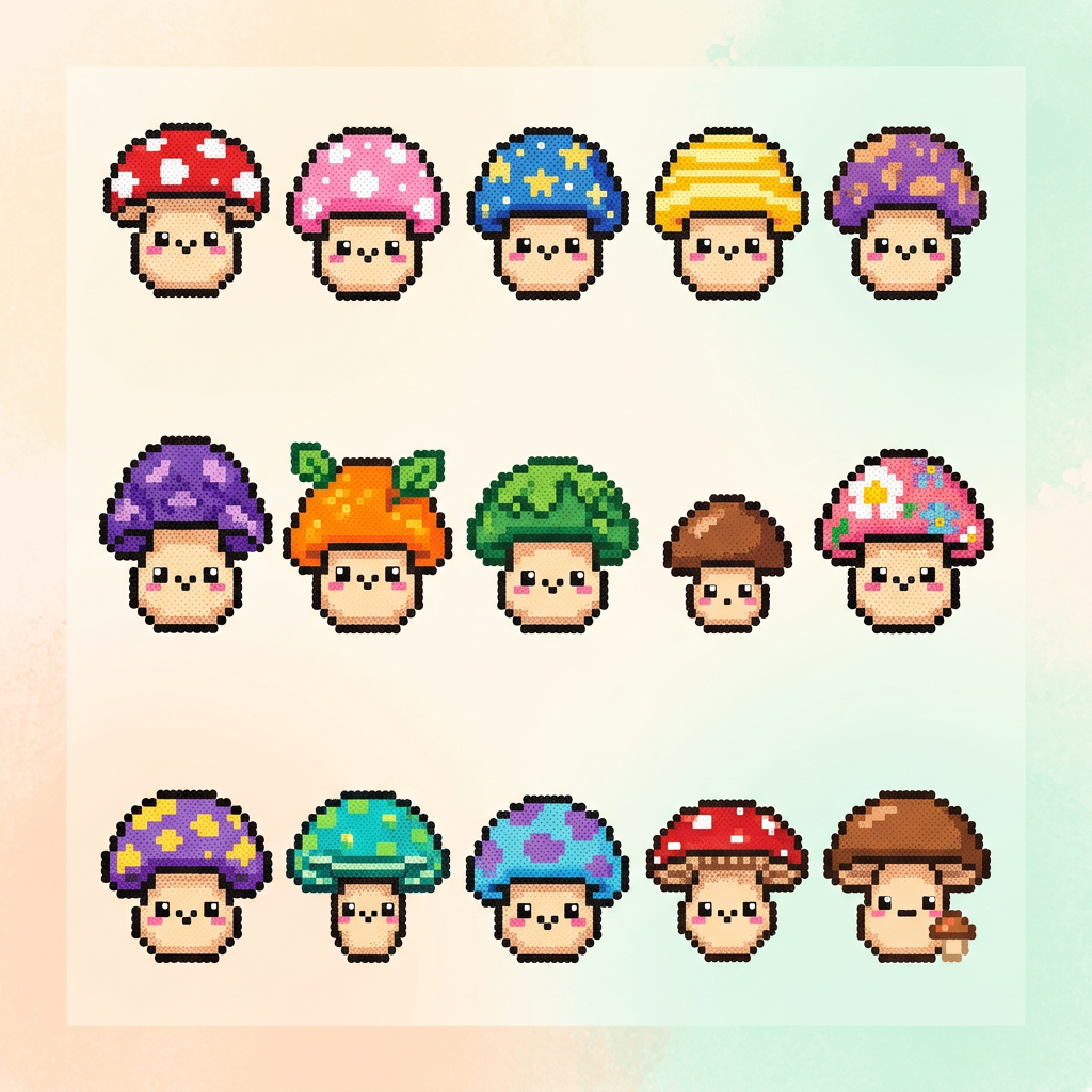 Fungi Fun: 15 Mushroom Perler Bead Patterns