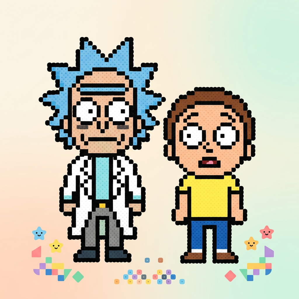 Wubba Lubba Dub Dub！瑞克和莫蒂拼拼豆豆图案，一起嗨翻天！