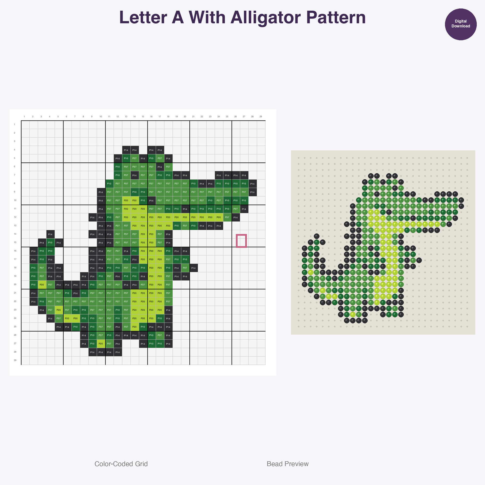 Alphabet Perler Bead Patterns Bundle, 48 Designs (PDF Digital Download)