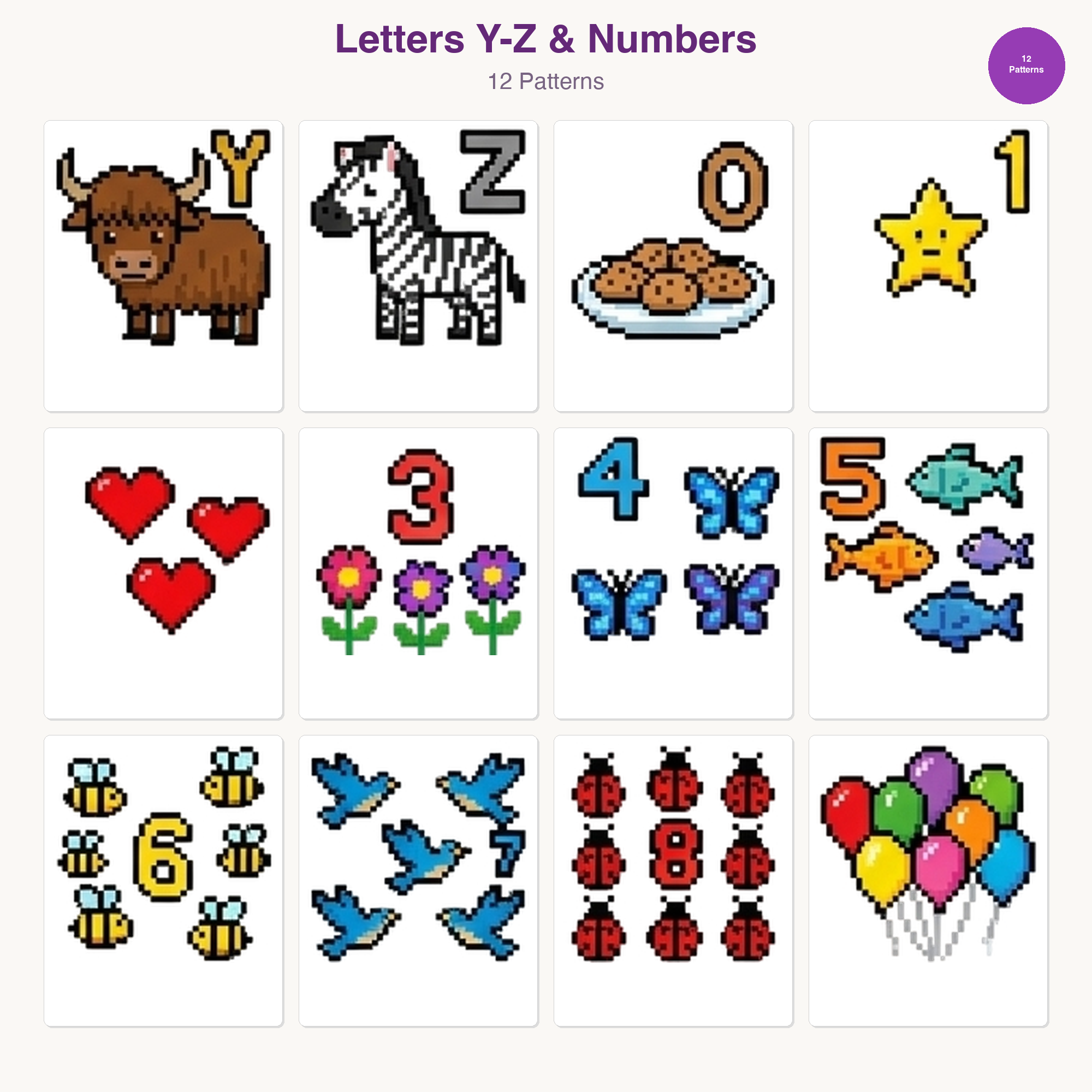 Alphabet Perler Bead Patterns Bundle, 48 Designs (PDF Digital Download)