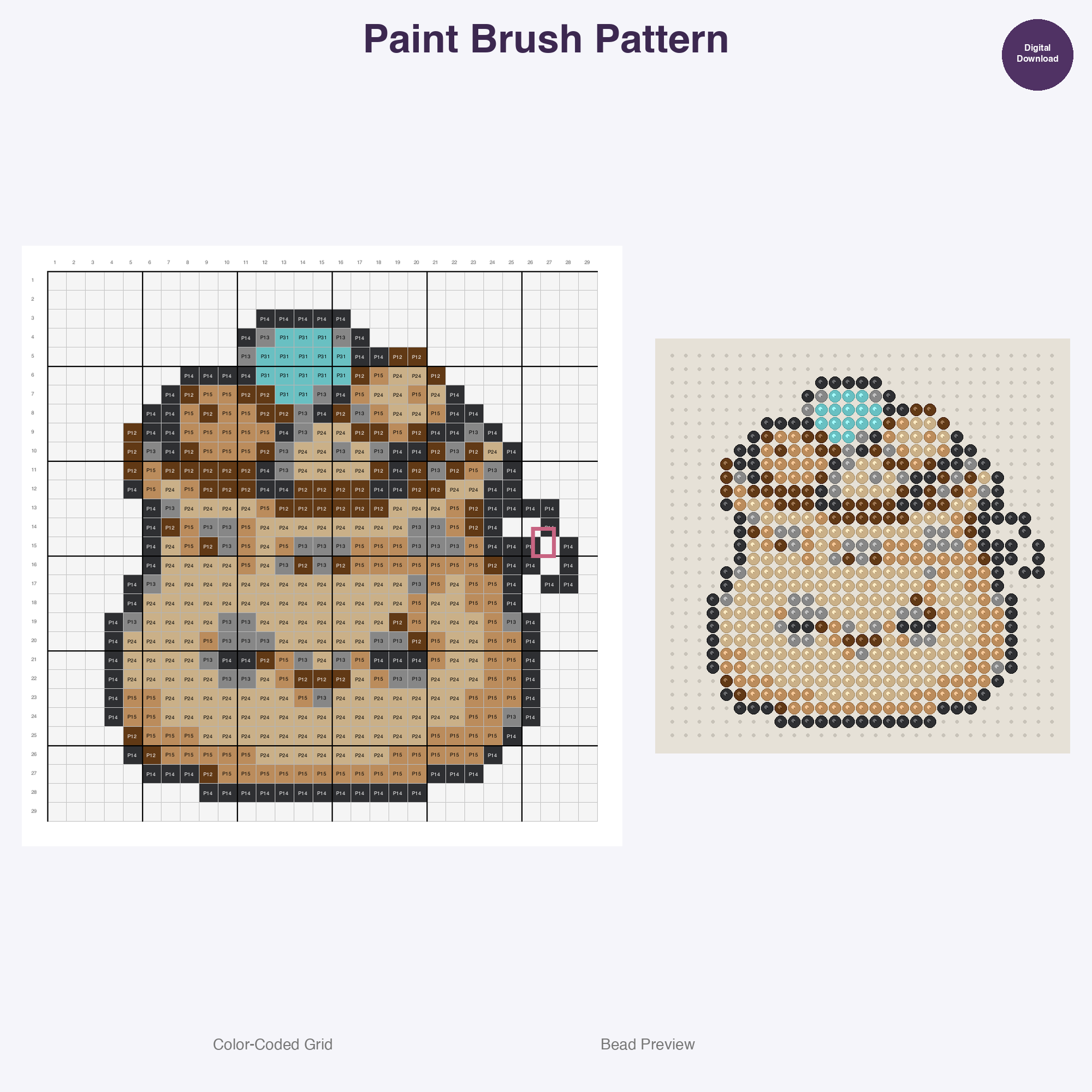 Art Supplies Studio Perler Bead Patterns Bundle, 48 Designs (PDF Digital Download)