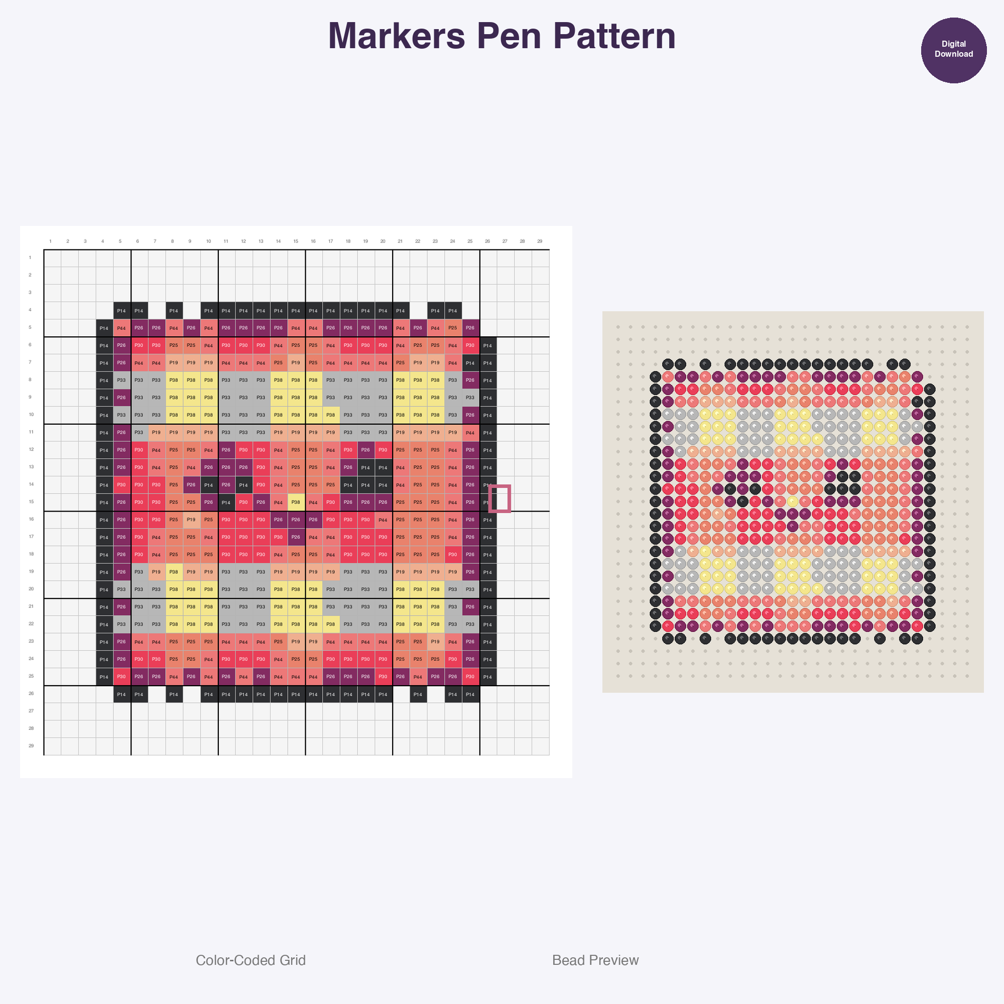 Art Supplies Studio Perler Bead Patterns Bundle, 48 Designs (PDF Digital Download)