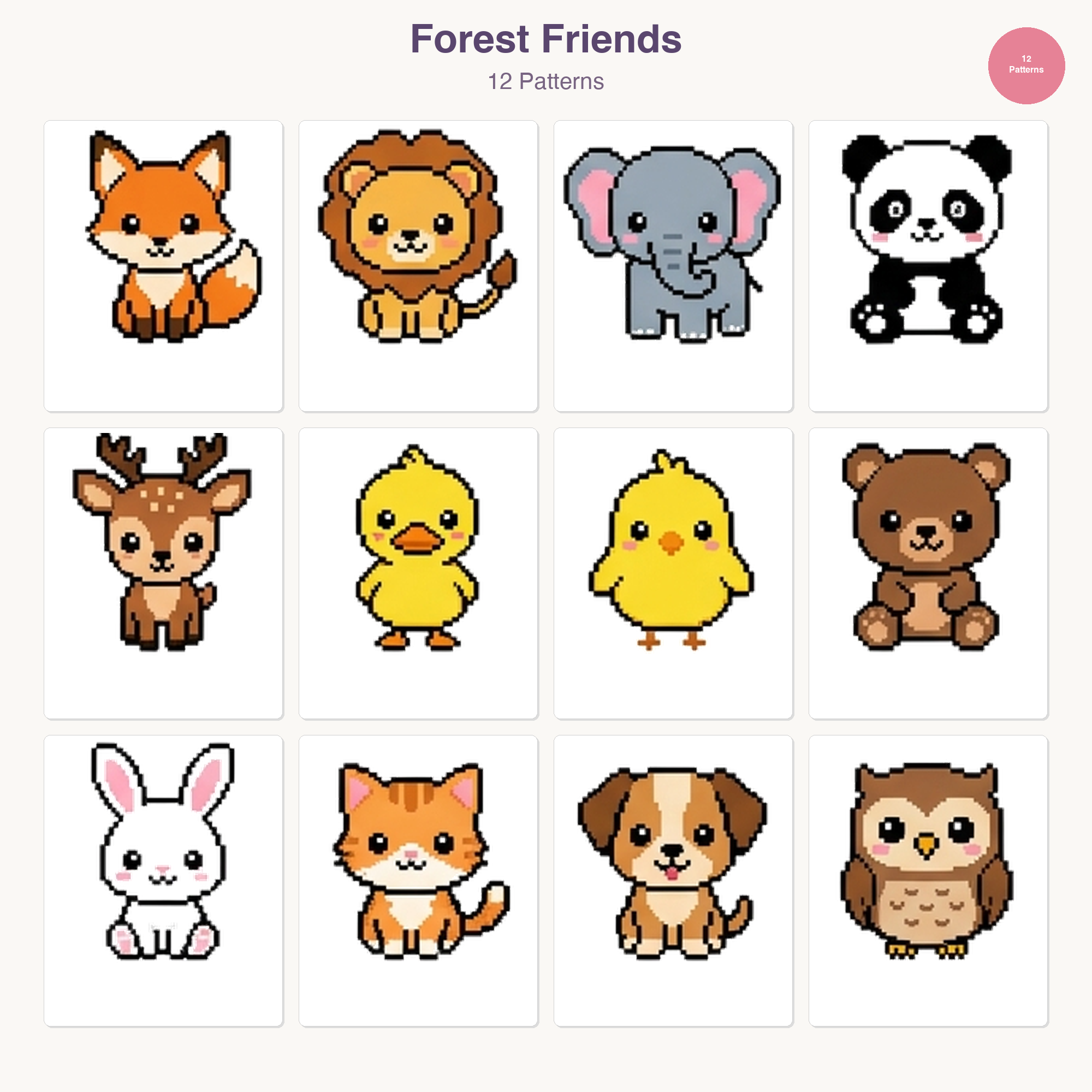 48 Baby Animals Perler Perler Bead Patterns Bundle (PDF Digital Download)