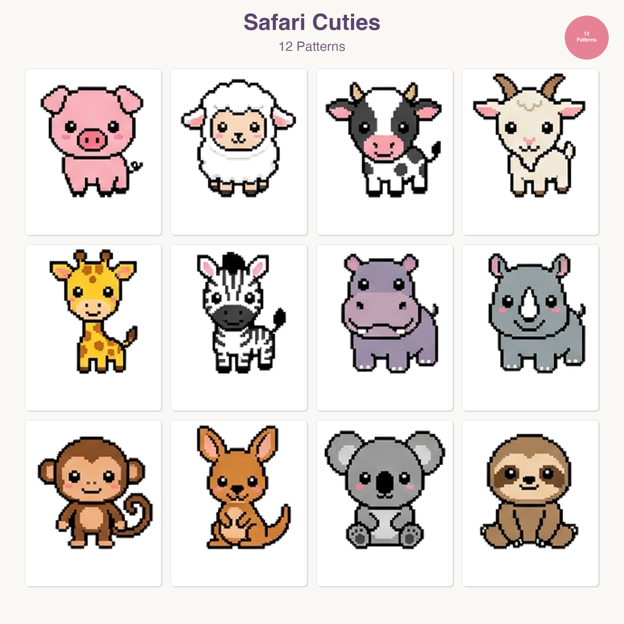 48 Baby Animals Perler Perler Bead Patterns Bundle (PDF Digital Download)