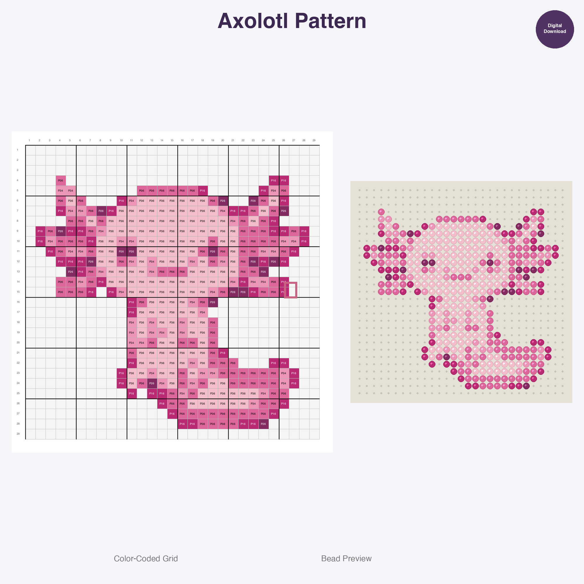 Trending Animals Perler Bead Patterns | 12 Fuse Bead Templates Axolotl Capybara | Hama Digital Download