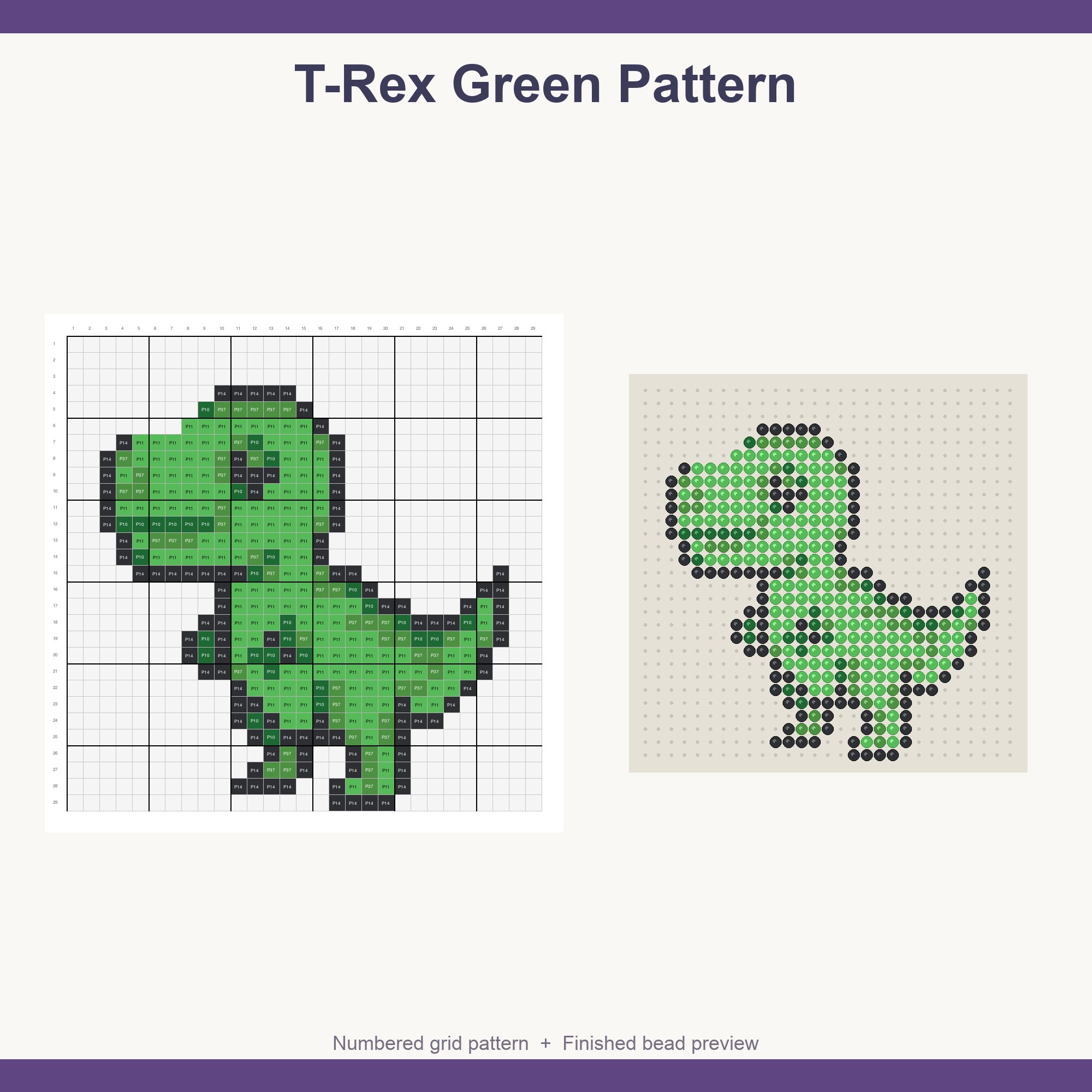 Dinosaur Perler Bead Patterns Bundle, 48 Designs (PDF Digital Download)