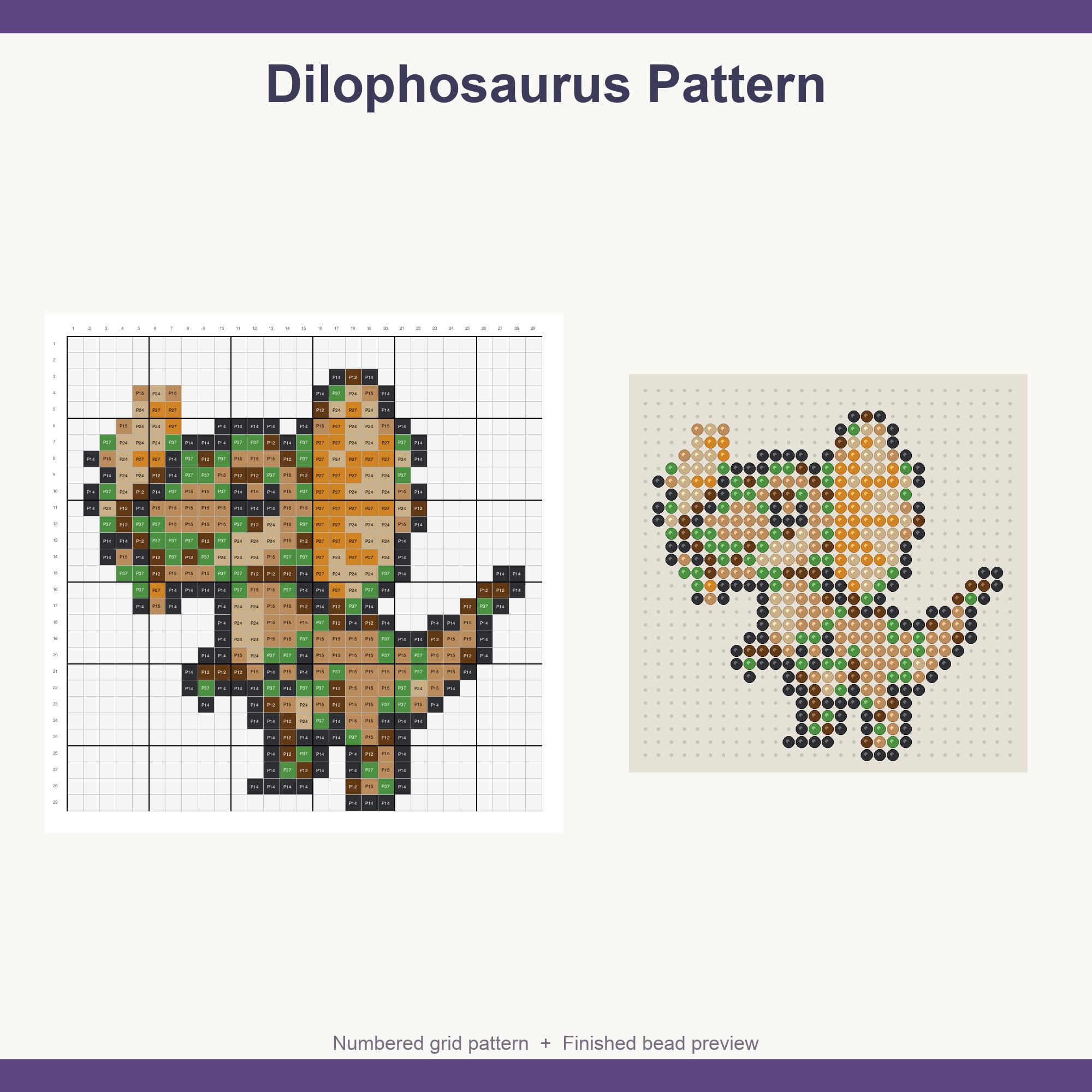 Dinosaur Perler Bead Patterns Bundle, 48 Designs (PDF Digital Download)