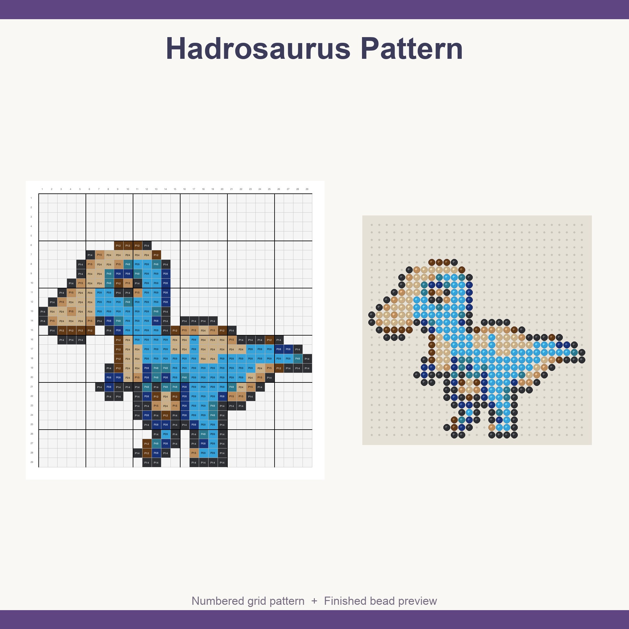 Dinosaur Perler Bead Patterns Bundle, 48 Designs (PDF Digital Download)