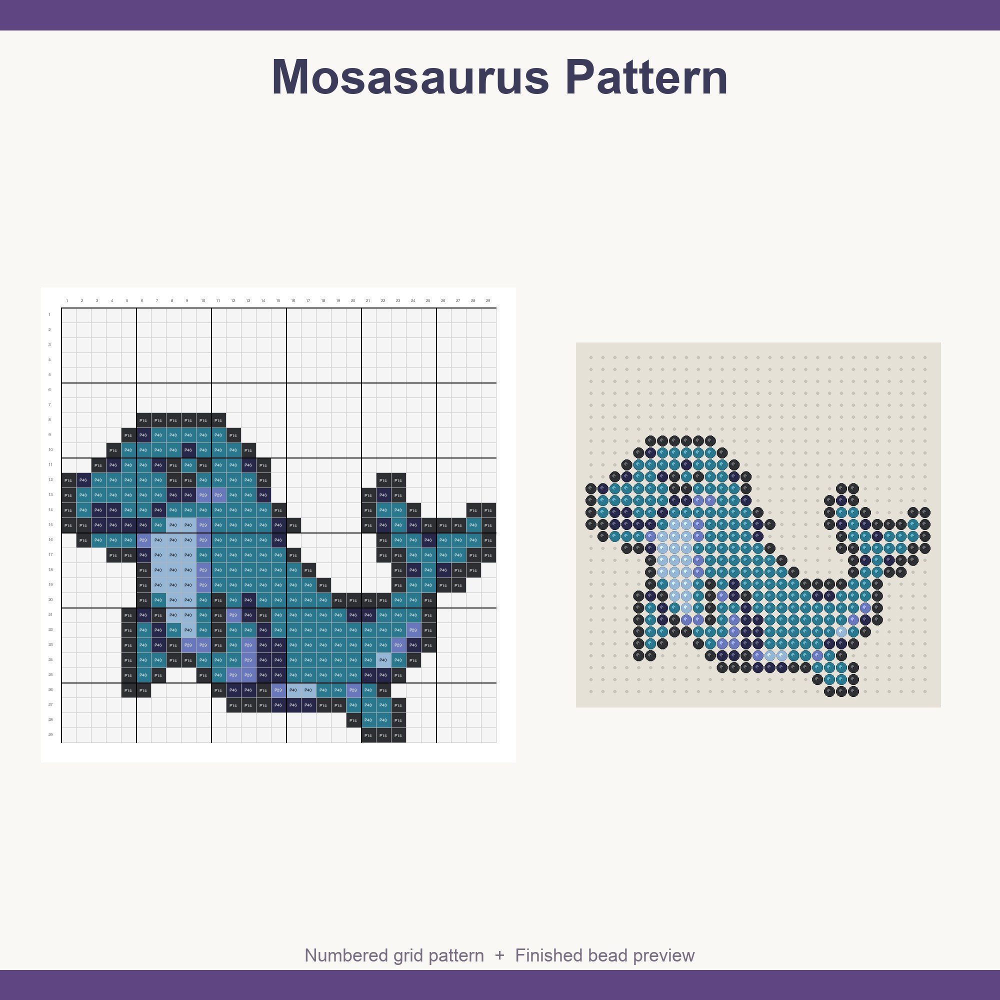 Dinosaur Perler Bead Patterns Bundle, 48 Designs (PDF Digital Download)