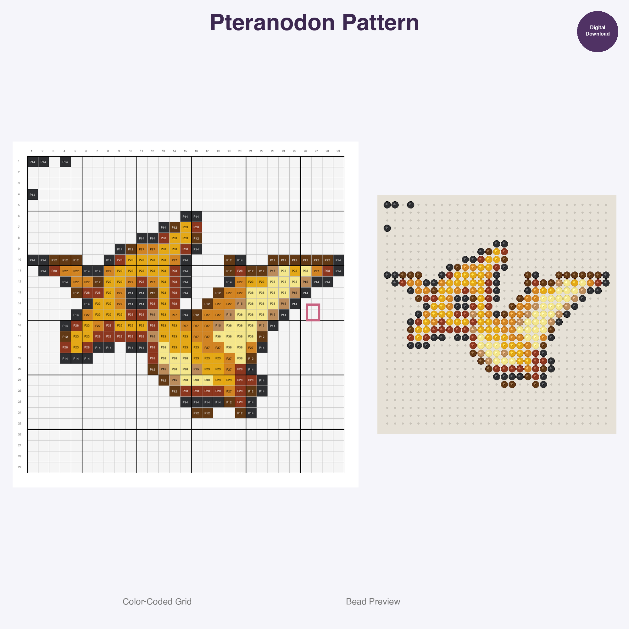 Flying & Marine Dinosaurs Perler Bead Patterns Bundle, 12 Designs (PDF Digital Download)