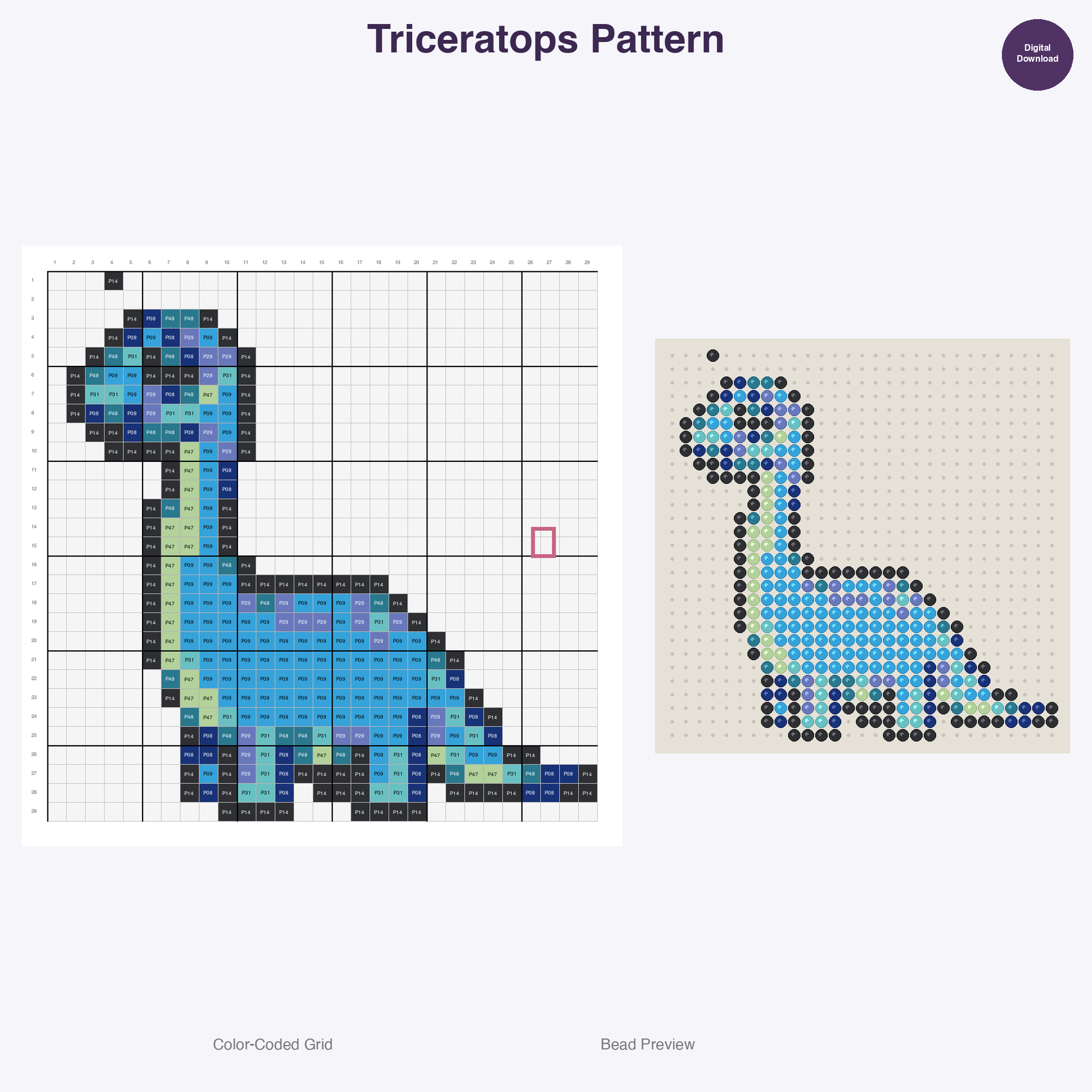 Herbivore Dinosaurs Perler Bead Patterns Bundle, 12 Designs (PDF Digital Download)