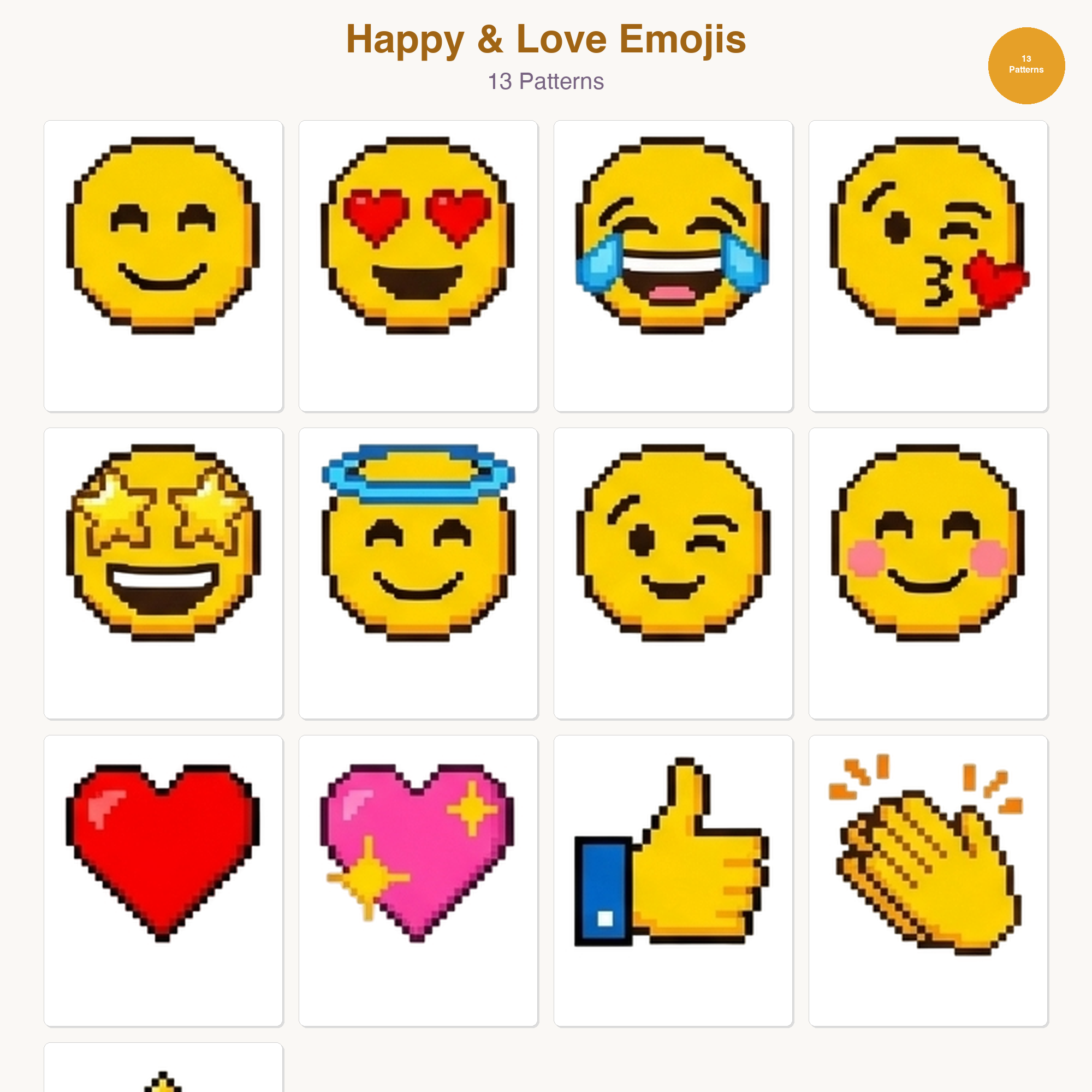 Emoji Perler Bead Patterns Bundle, 48 Designs (PDF Digital Download)