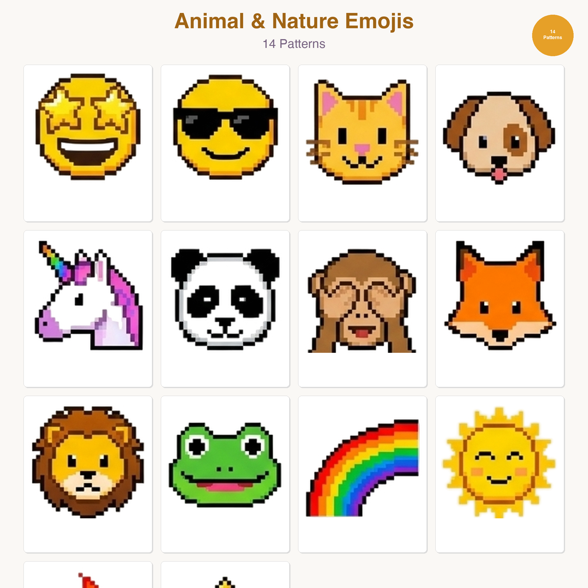 Emoji Perler Bead Patterns Bundle, 48 Designs (PDF Digital Download)