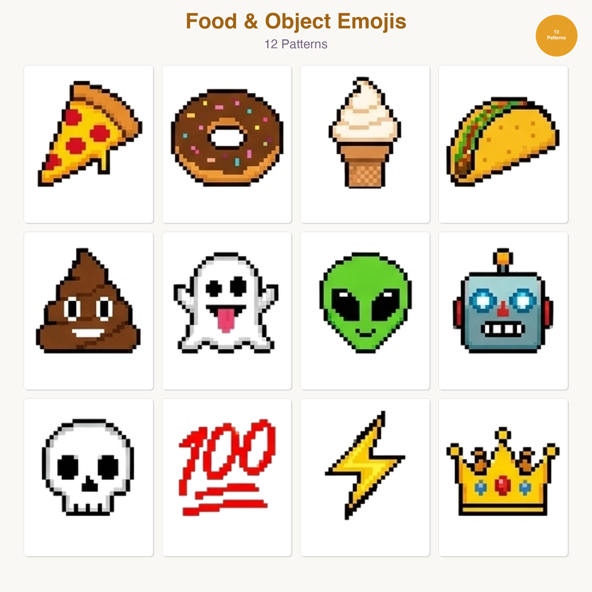 Emoji Perler Bead Patterns Bundle, 48 Designs (PDF Digital Download)
