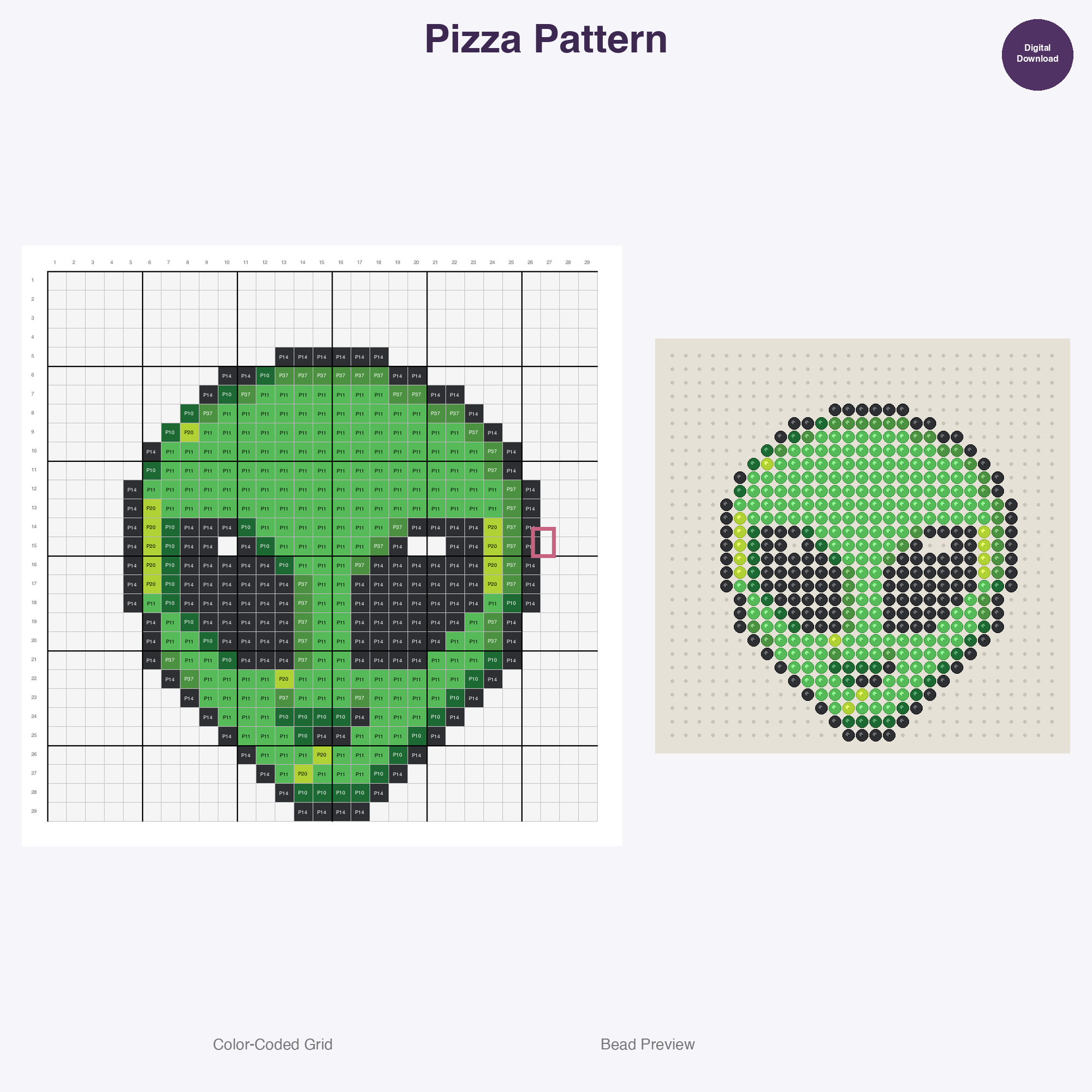 Food & Object Emojis Perler Bead Patterns Bundle, 11 Designs (PDF Digital Download)