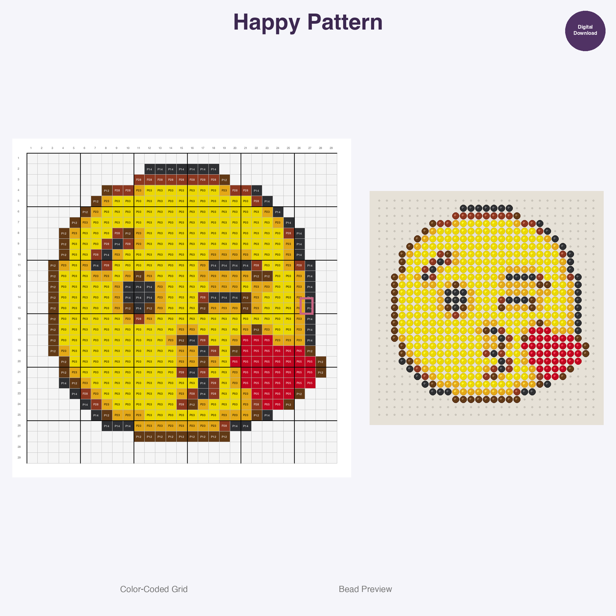 Happy & Love Emojis Perler Bead Patterns Bundle, 13 Designs (PDF Digital Download)