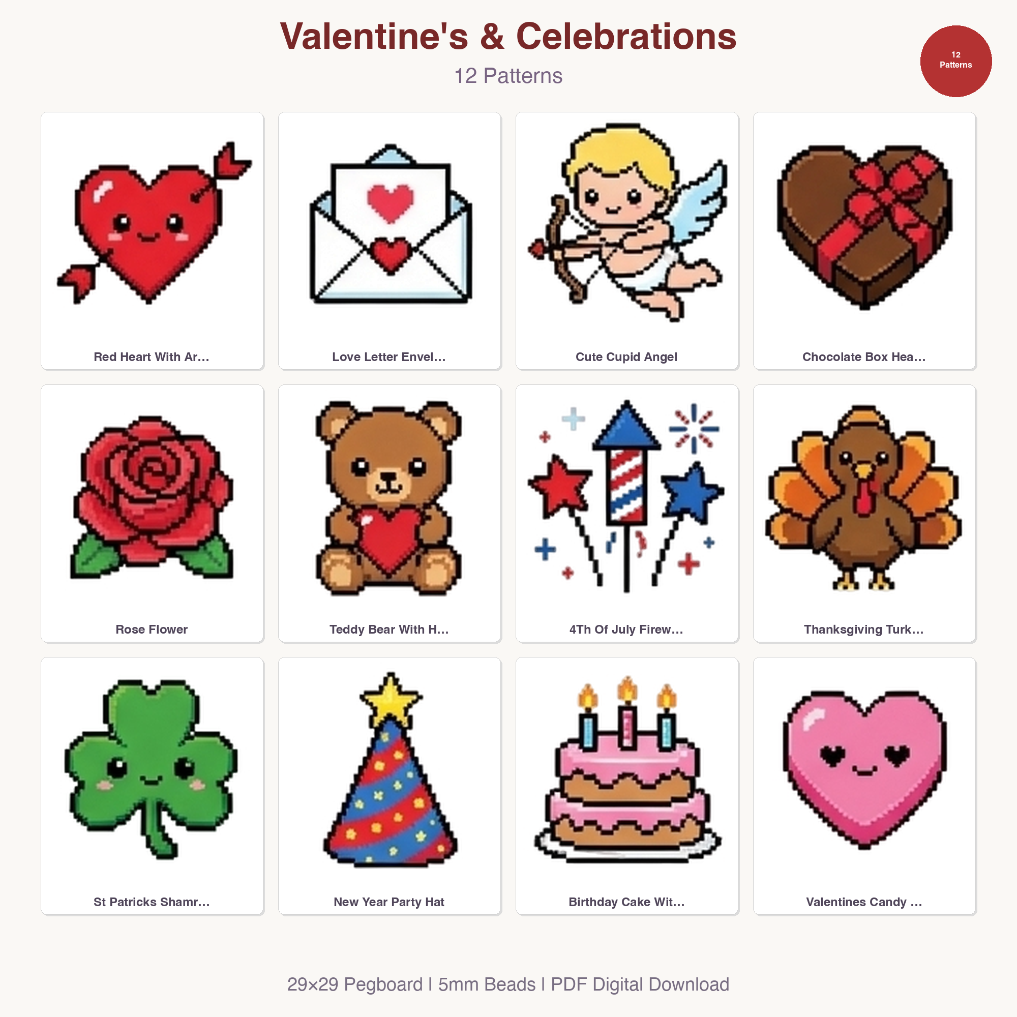 Holiday Perler Bead Patterns Bundle, 48 Designs (PDF Digital Download)