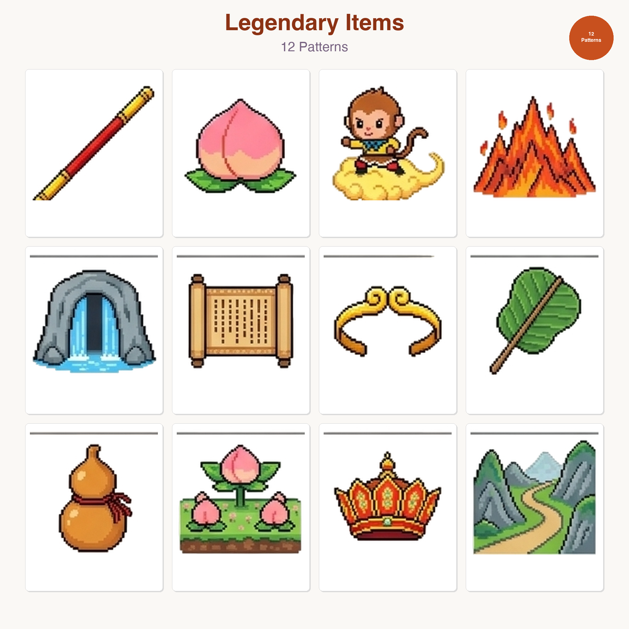 Journey to the West Perler Bead Patterns Bundle, 48 Designs (PDF Digital Download)