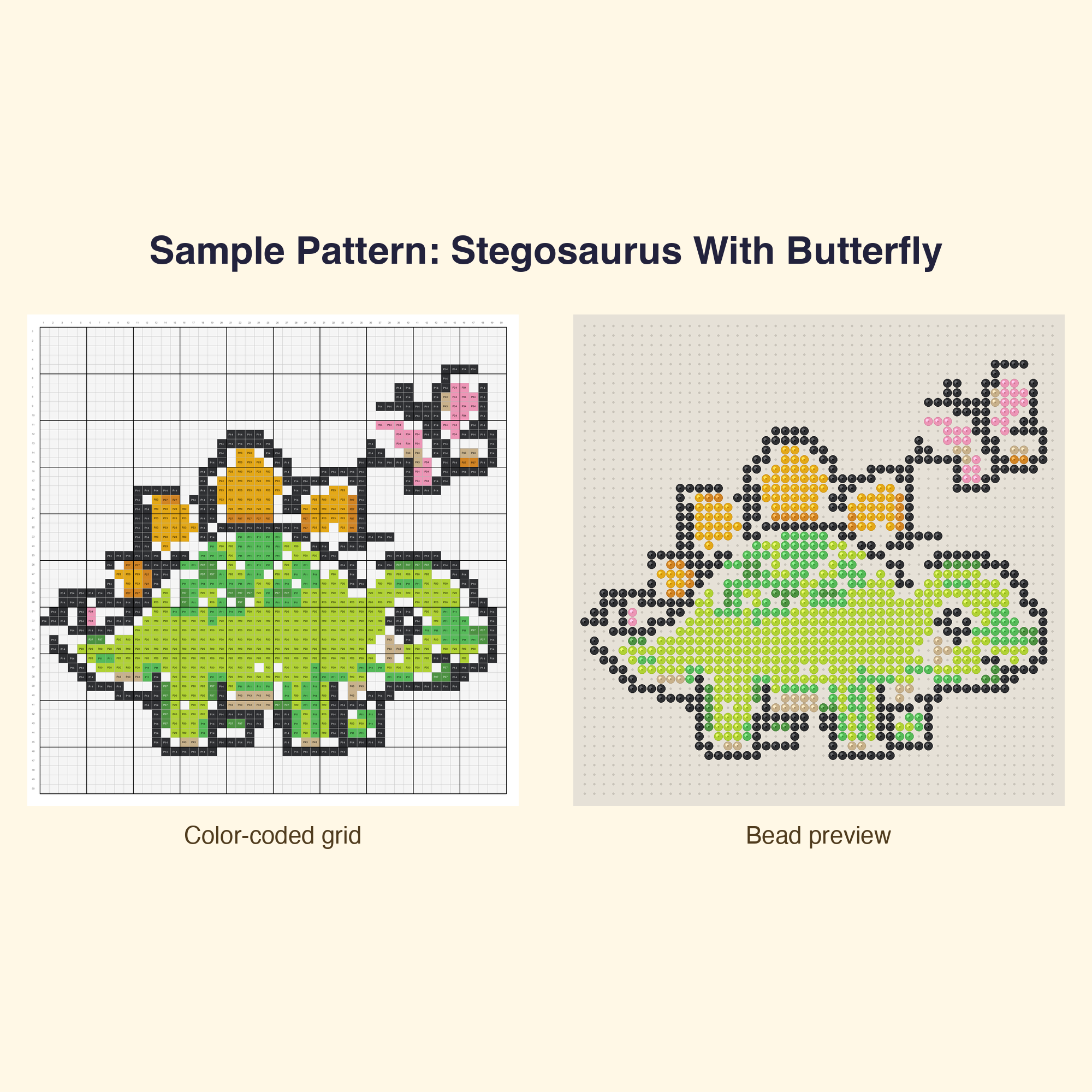 Cute Kawaii Dinosaurs Perler Bead Pattern Bundle | 48 Designs | Hama Bead Compatible | PDF Digital Download