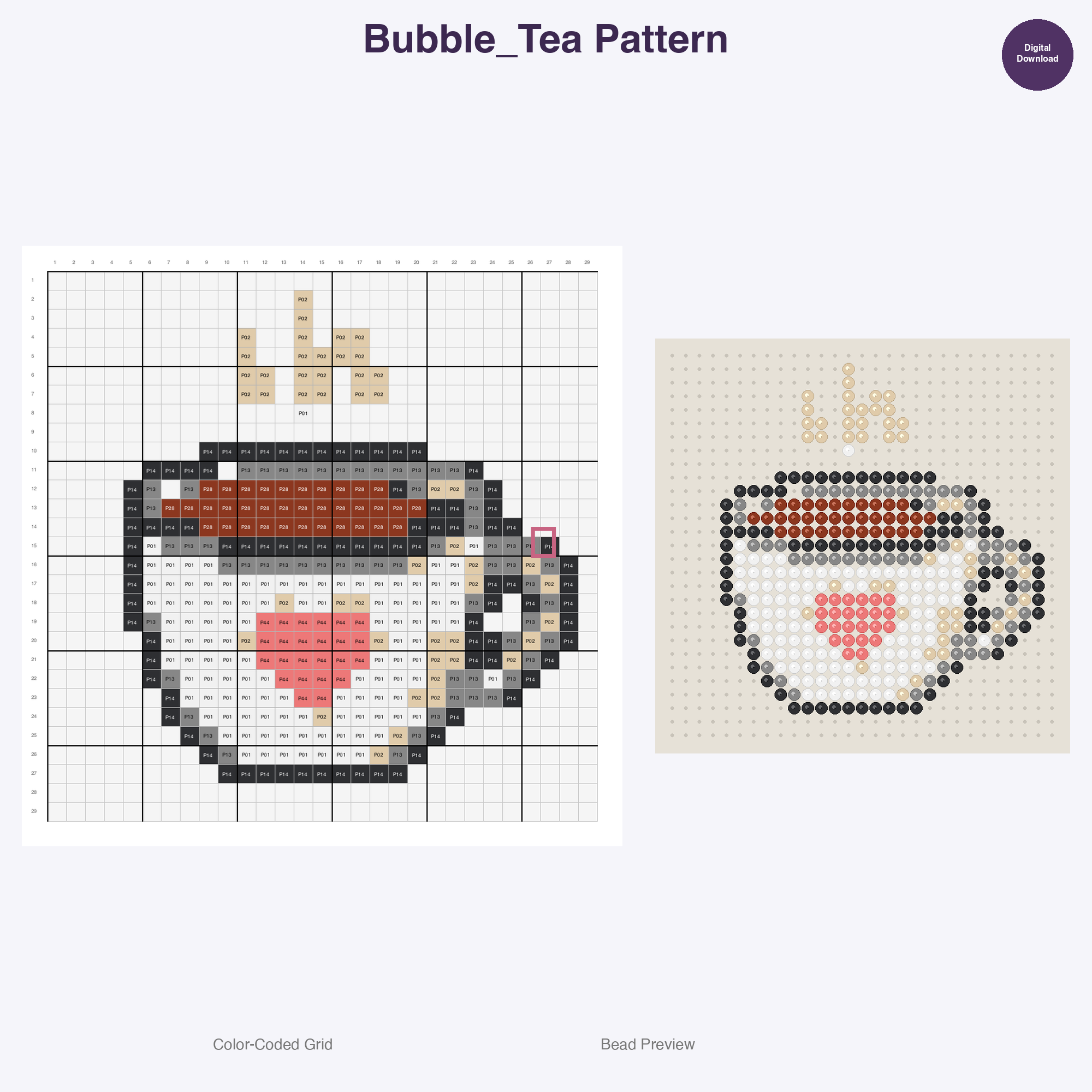 Kawaii Drinks & Snacks Perler Bead Patterns Bundle, 12 Designs (PDF Digital Download)
