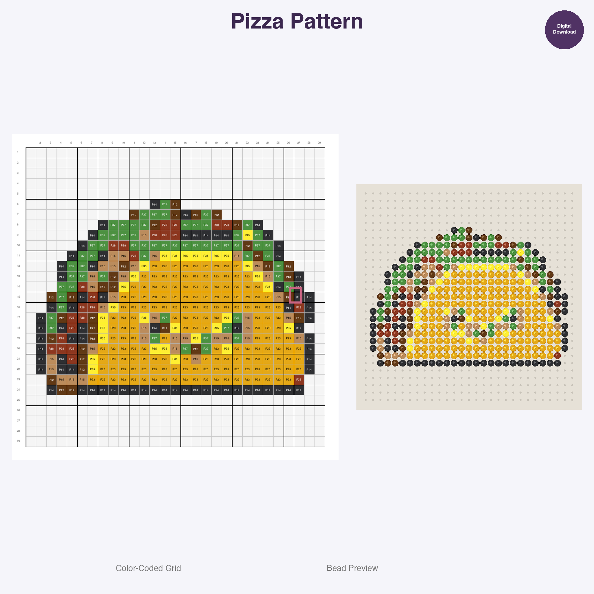 Kawaii Savory Food Perler Bead Patterns Bundle, 12 Designs (PDF Digital Download)