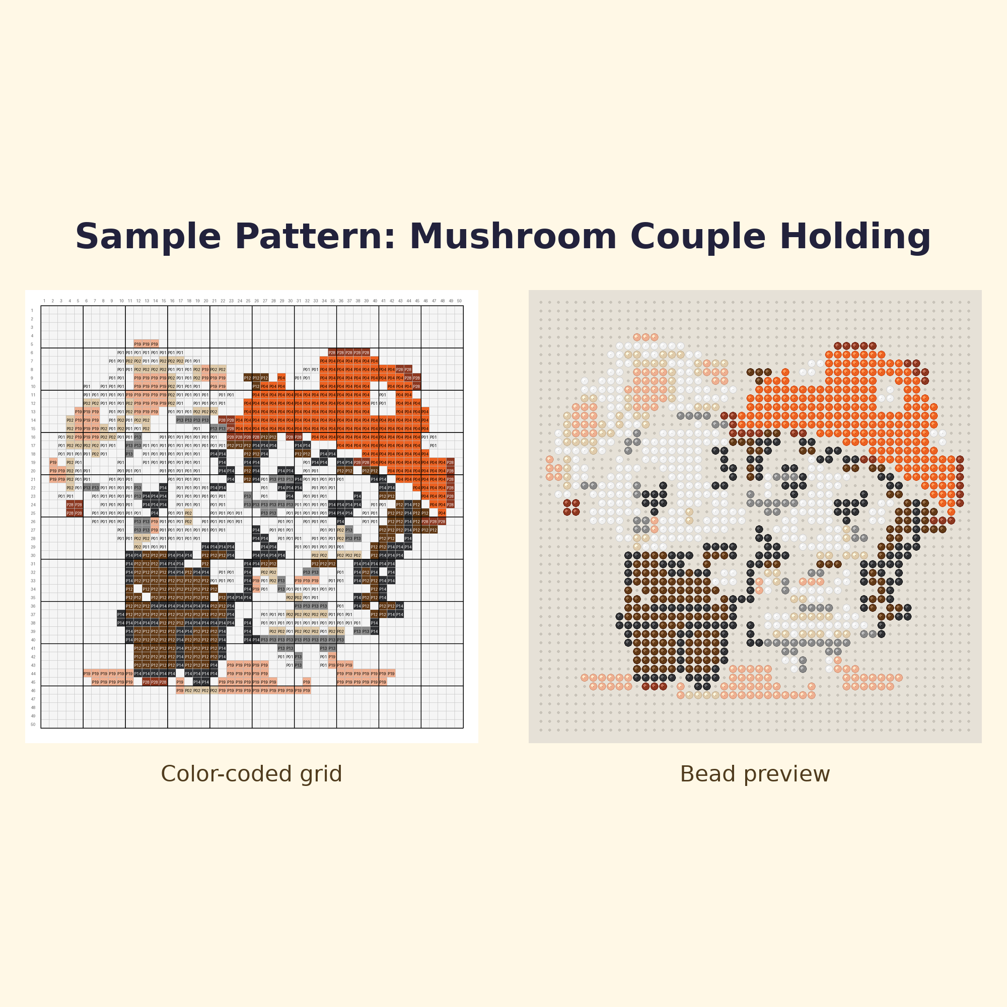 Cute Mushroom Pals Perler Bead Pattern Bundle | 24 Designs | Hama Bead Compatible | PDF Digital Download