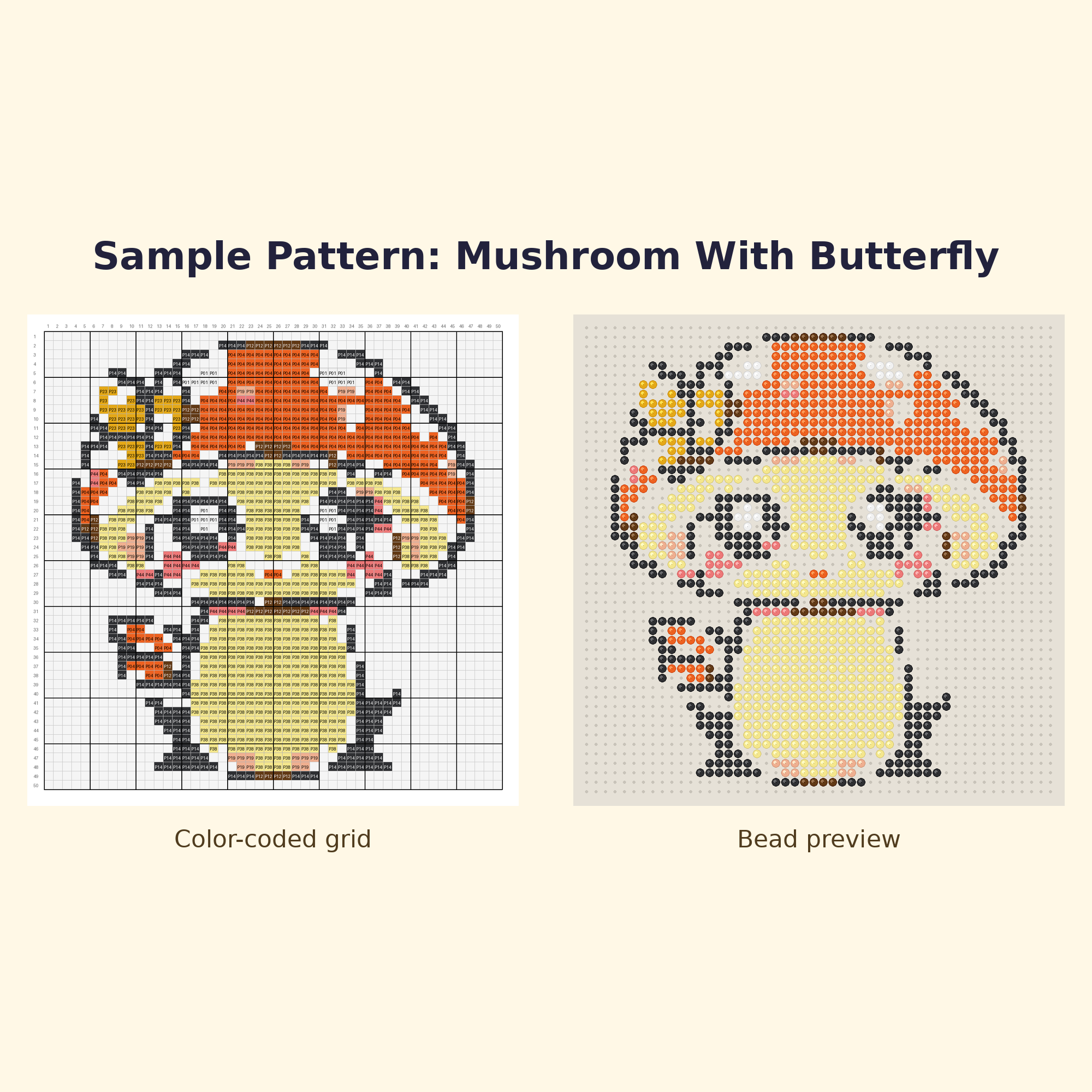Cute Mushroom Pals Perler Bead Pattern Bundle | 24 Designs | Hama Bead Compatible | PDF Digital Download