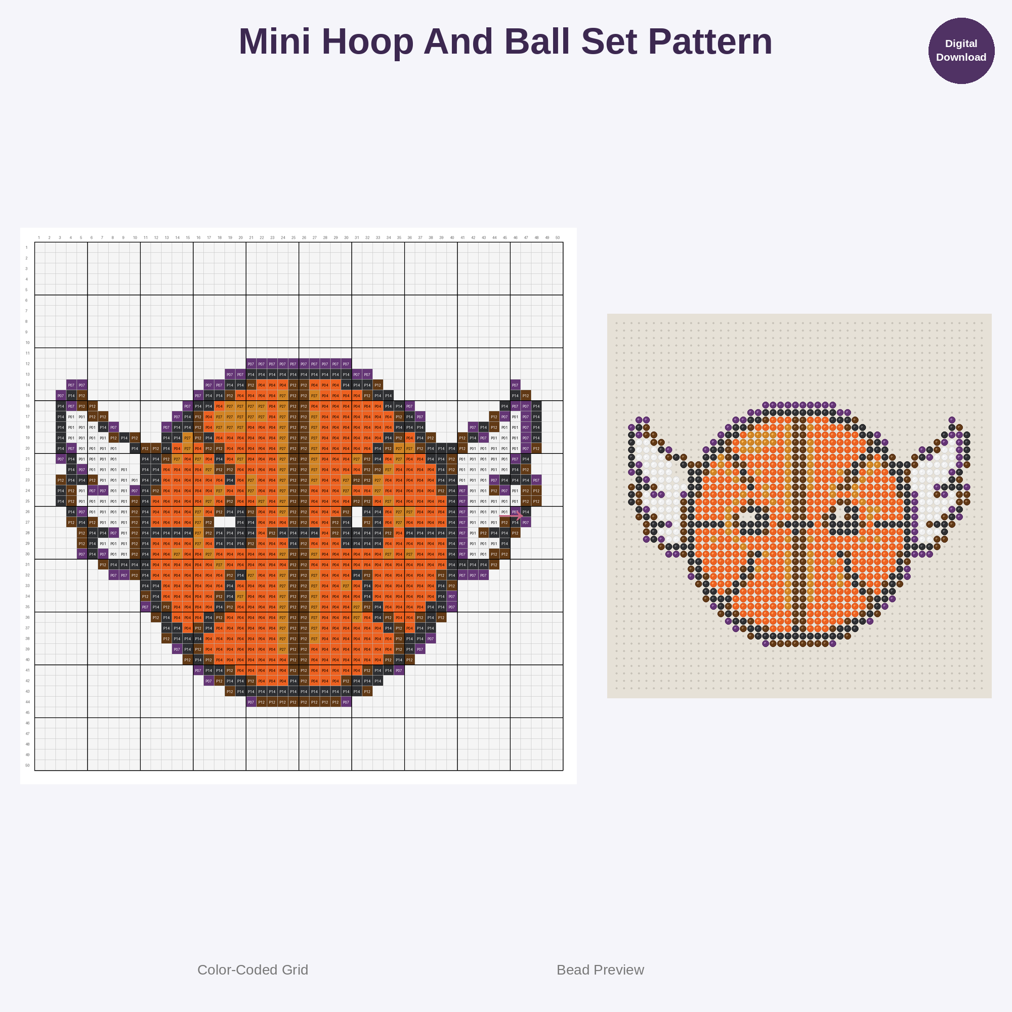 Adorable Kids Basketball Perler Bead Patterns Bundle, 48 Designs (PDF Digital Download)