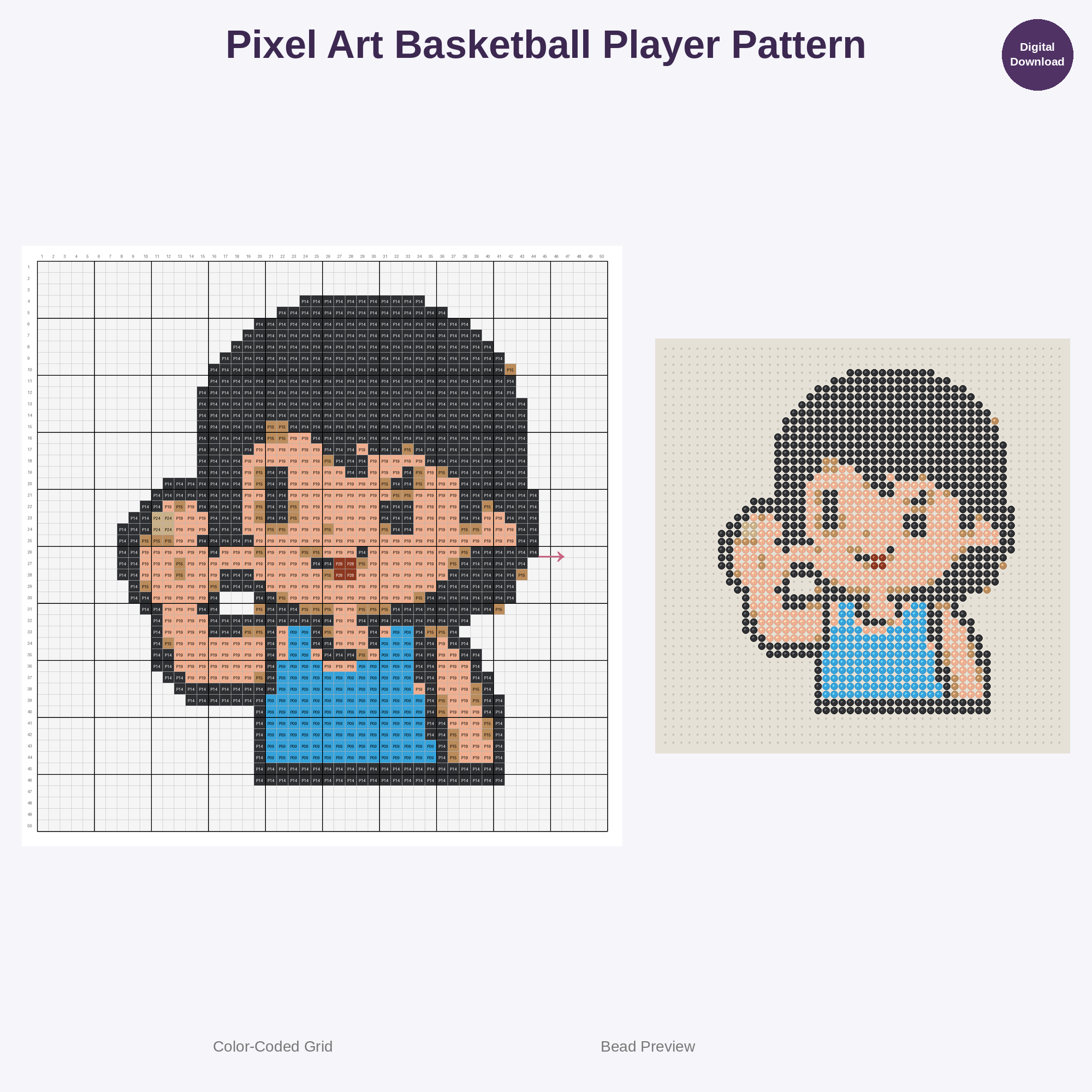 Adorable Kids Basketball Perler Bead Patterns Bundle, 48 Designs (PDF Digital Download)