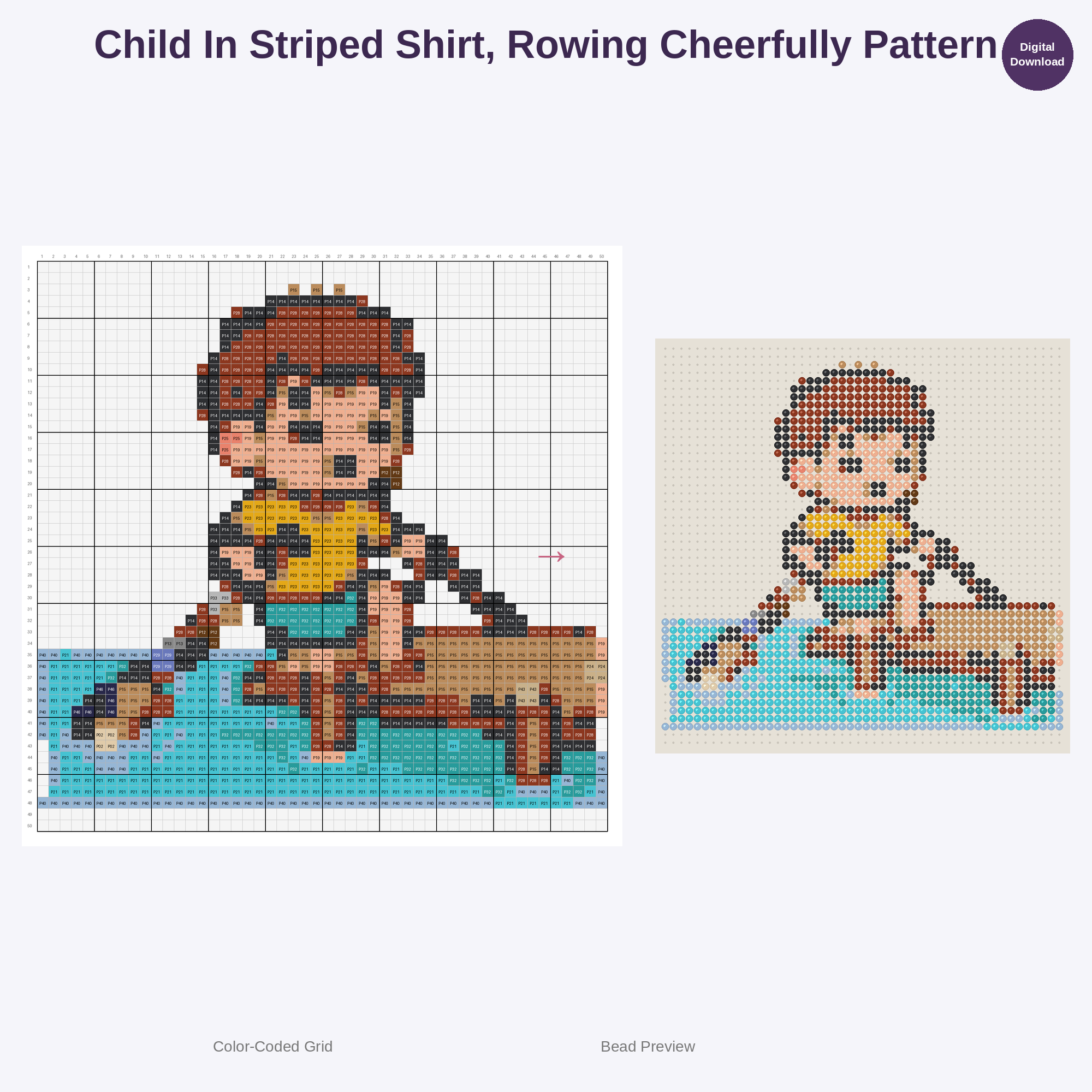 Adorable Kids Rowing Adventures Perler Bead Patterns Bundle, 48 Designs (PDF Digital Download)