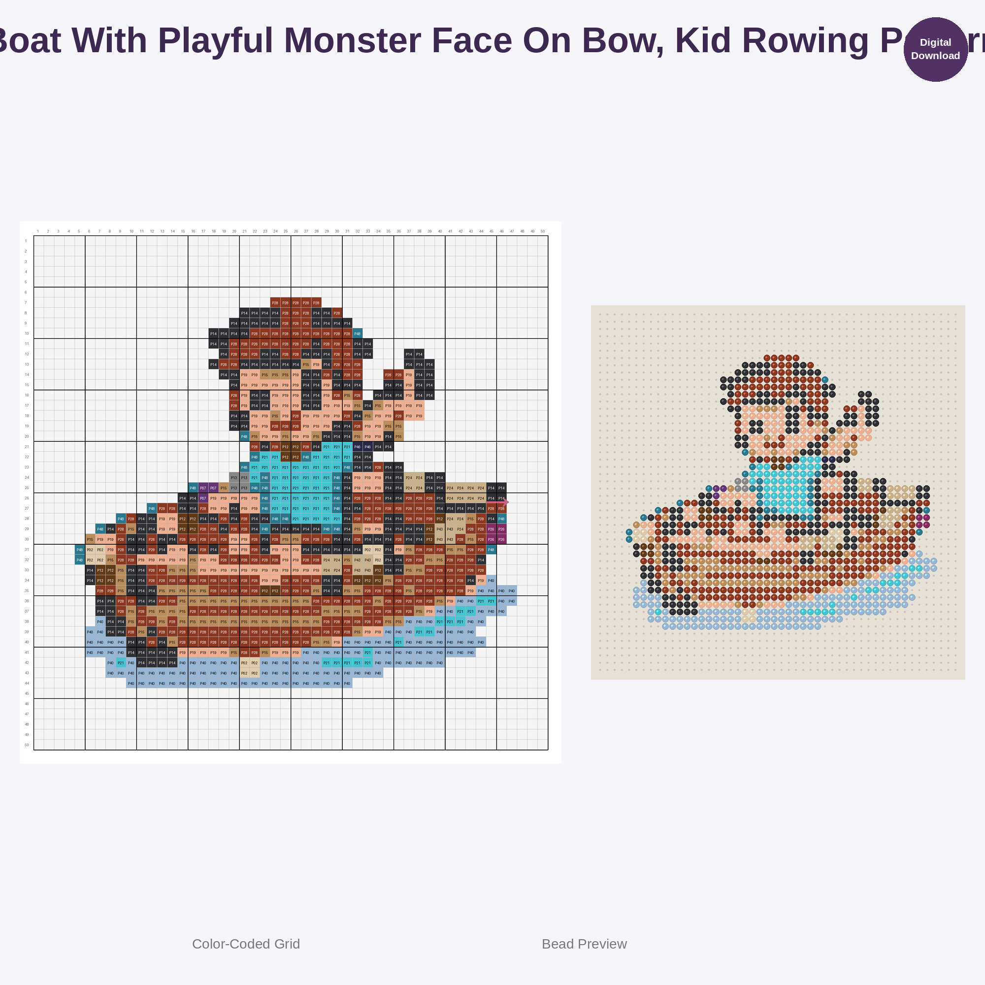 Adorable Kids Rowing Adventures Perler Bead Patterns Bundle, 48 Designs (PDF Digital Download)