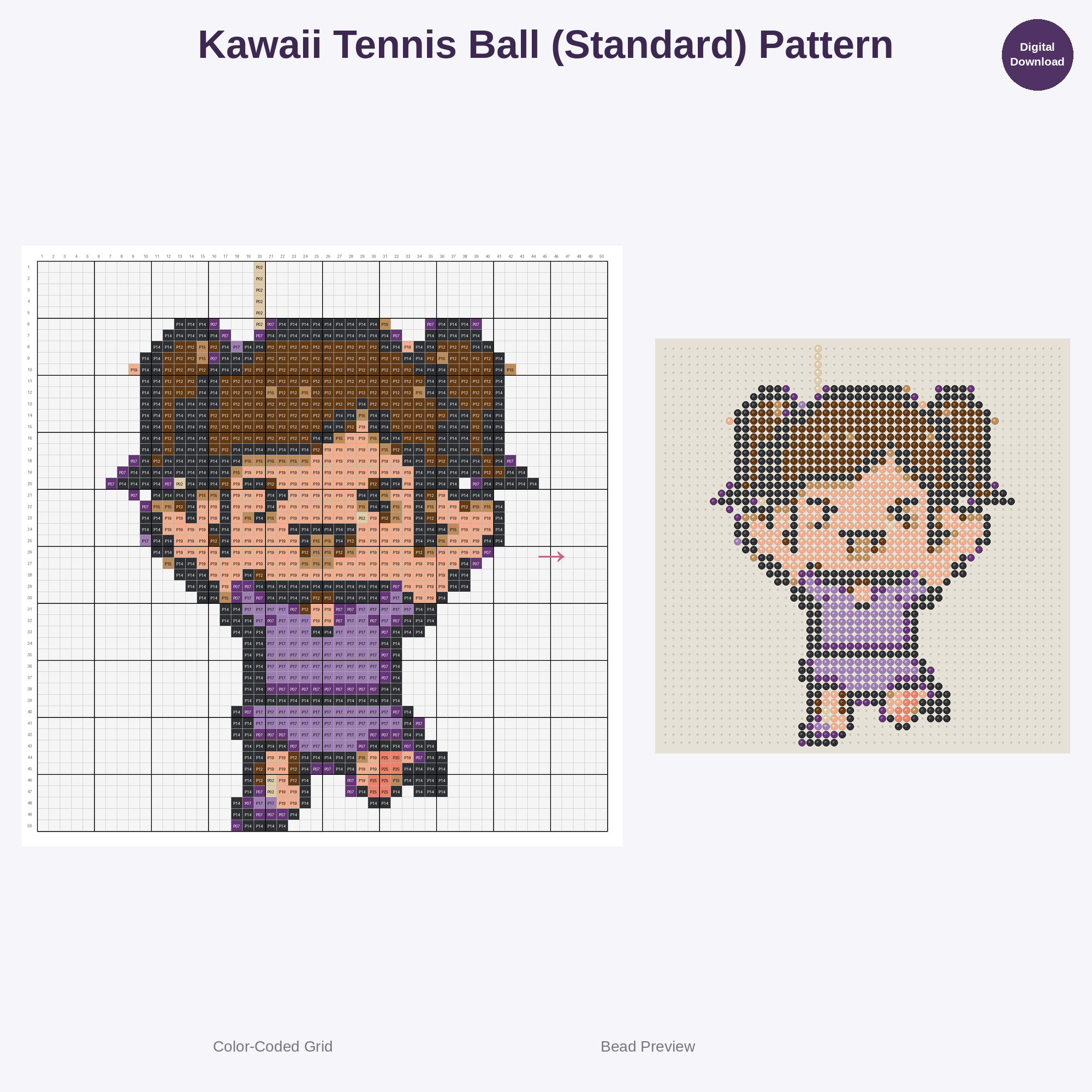 Adorable Kids Tennis Fun Perler Bead Patterns Bundle, 48 Designs (PDF Digital Download)