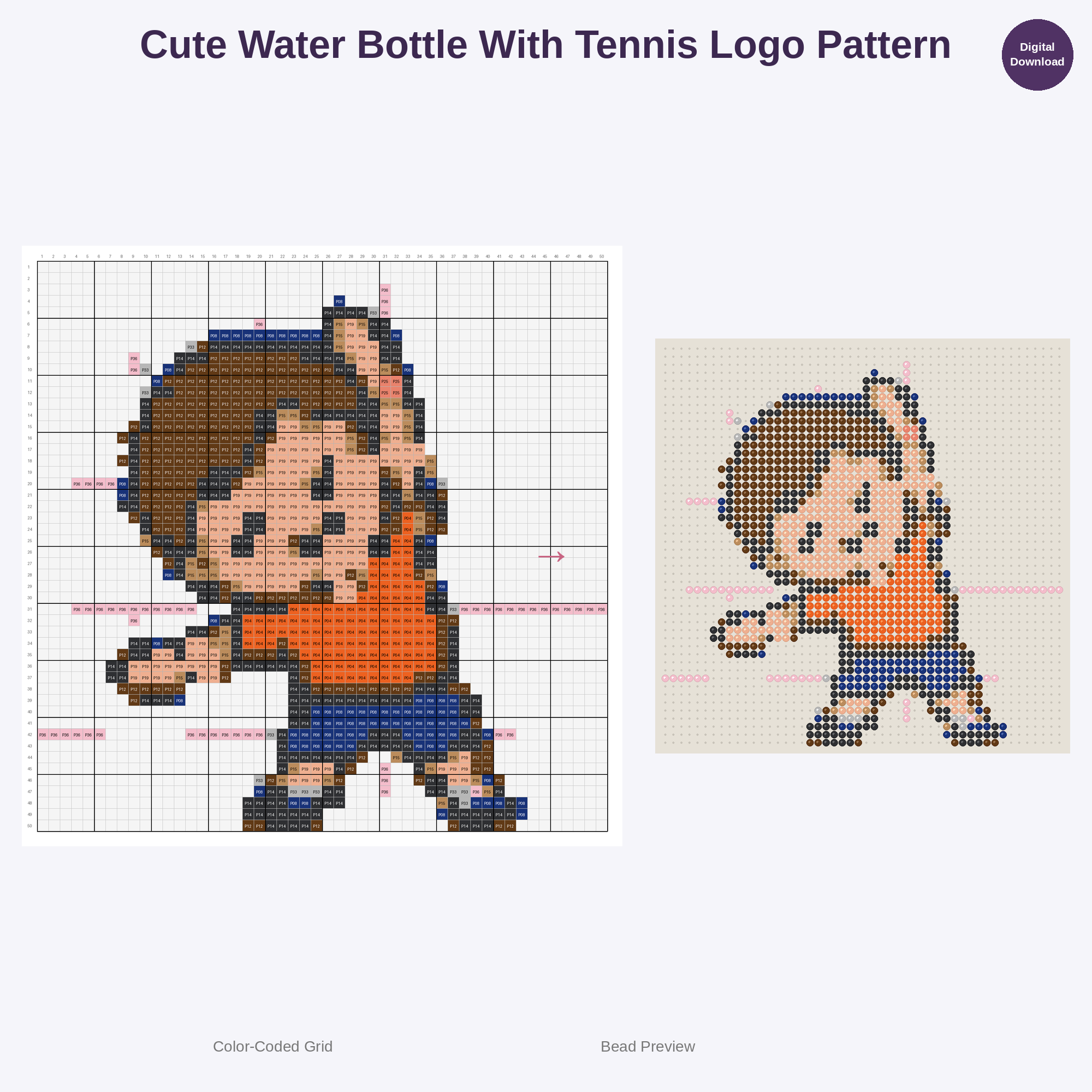 Adorable Kids Tennis Fun Perler Bead Patterns Bundle, 48 Designs (PDF Digital Download)