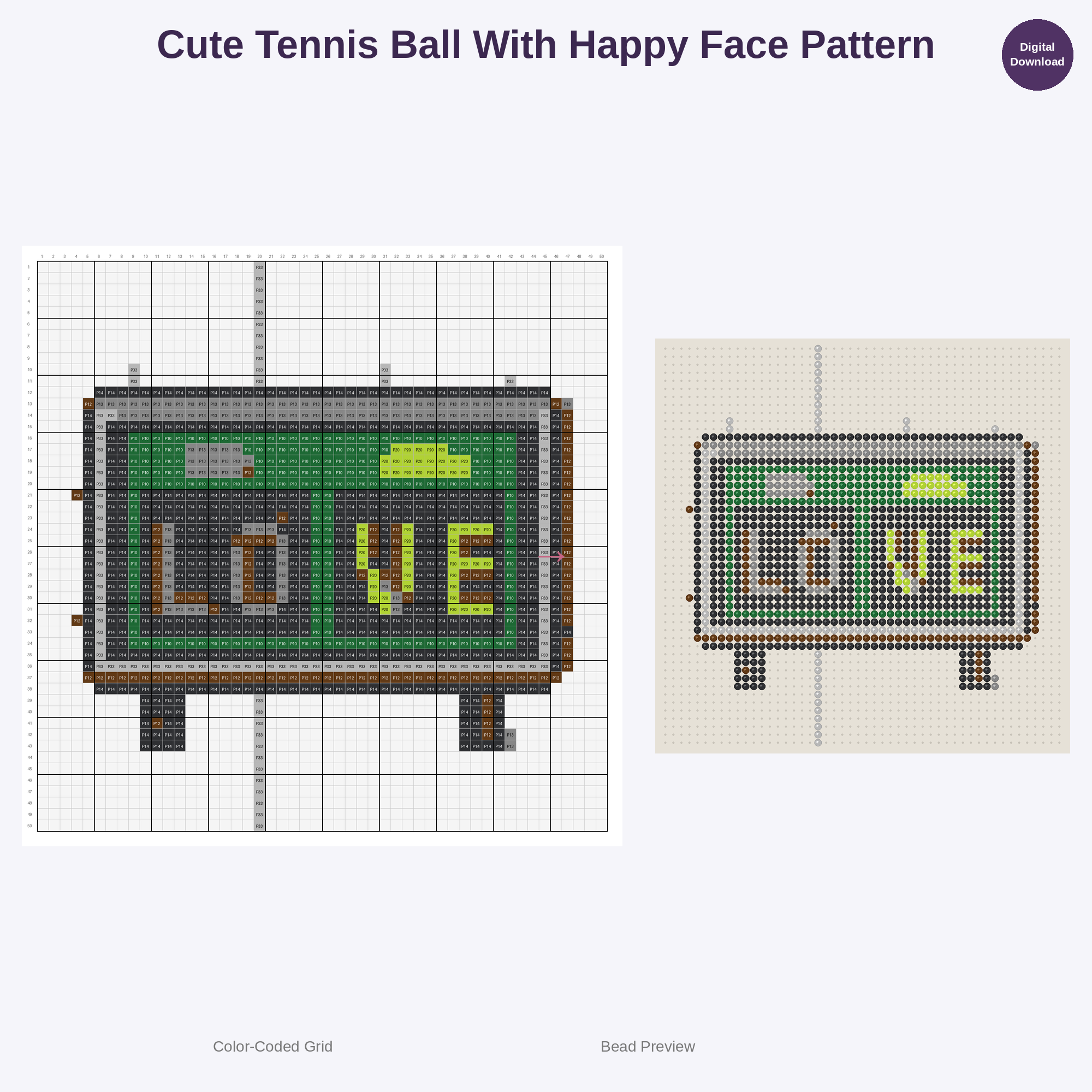 Adorable Kids Tennis Fun Perler Bead Patterns Bundle, 48 Designs (PDF Digital Download)