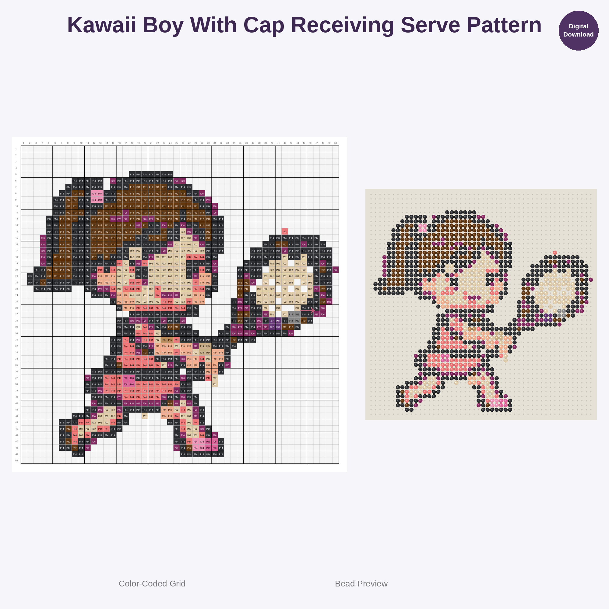 Adorable Kids Tennis Fun Perler Bead Patterns Bundle, 48 Designs (PDF Digital Download)
