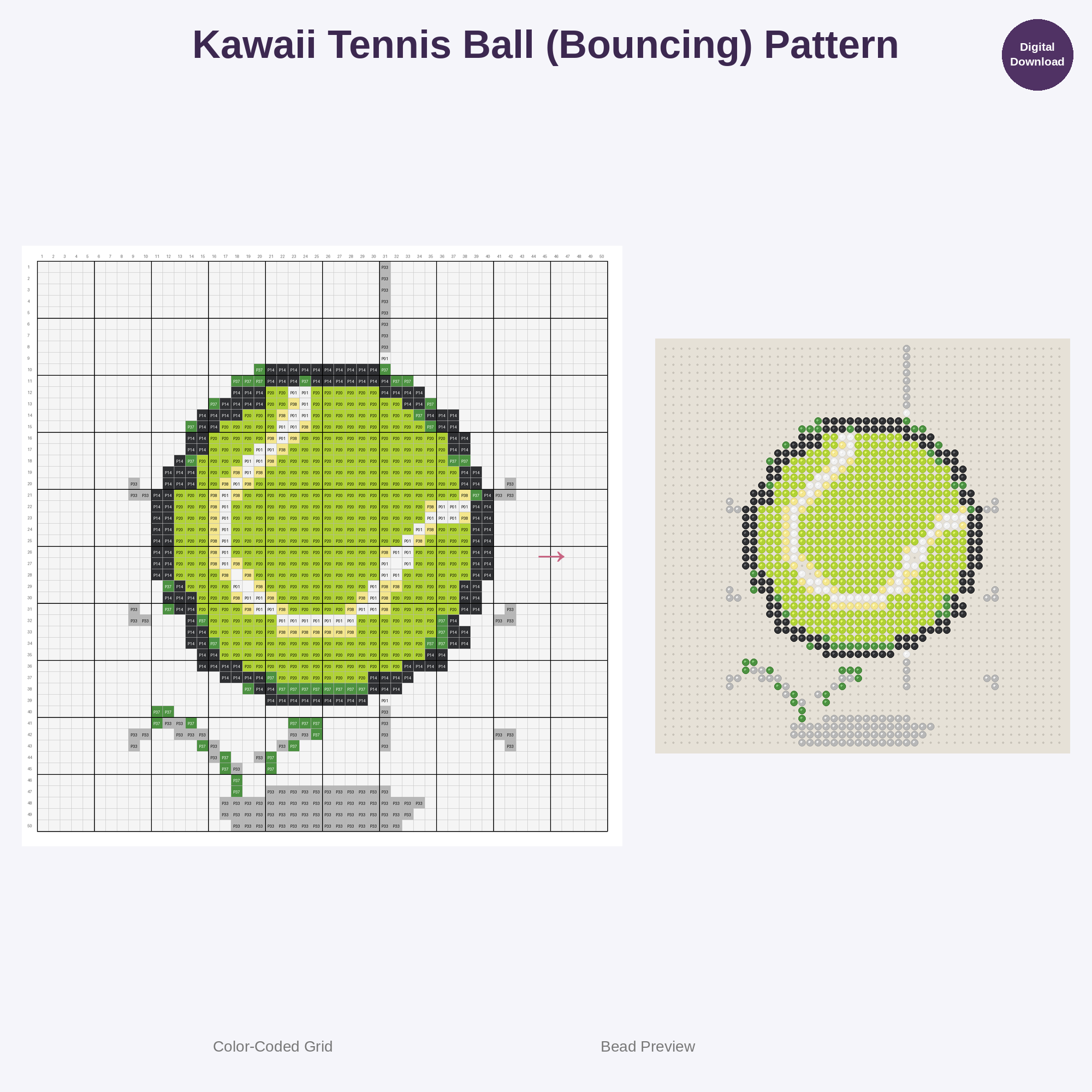 Adorable Kids Tennis Fun Perler Bead Patterns Bundle, 48 Designs (PDF Digital Download)