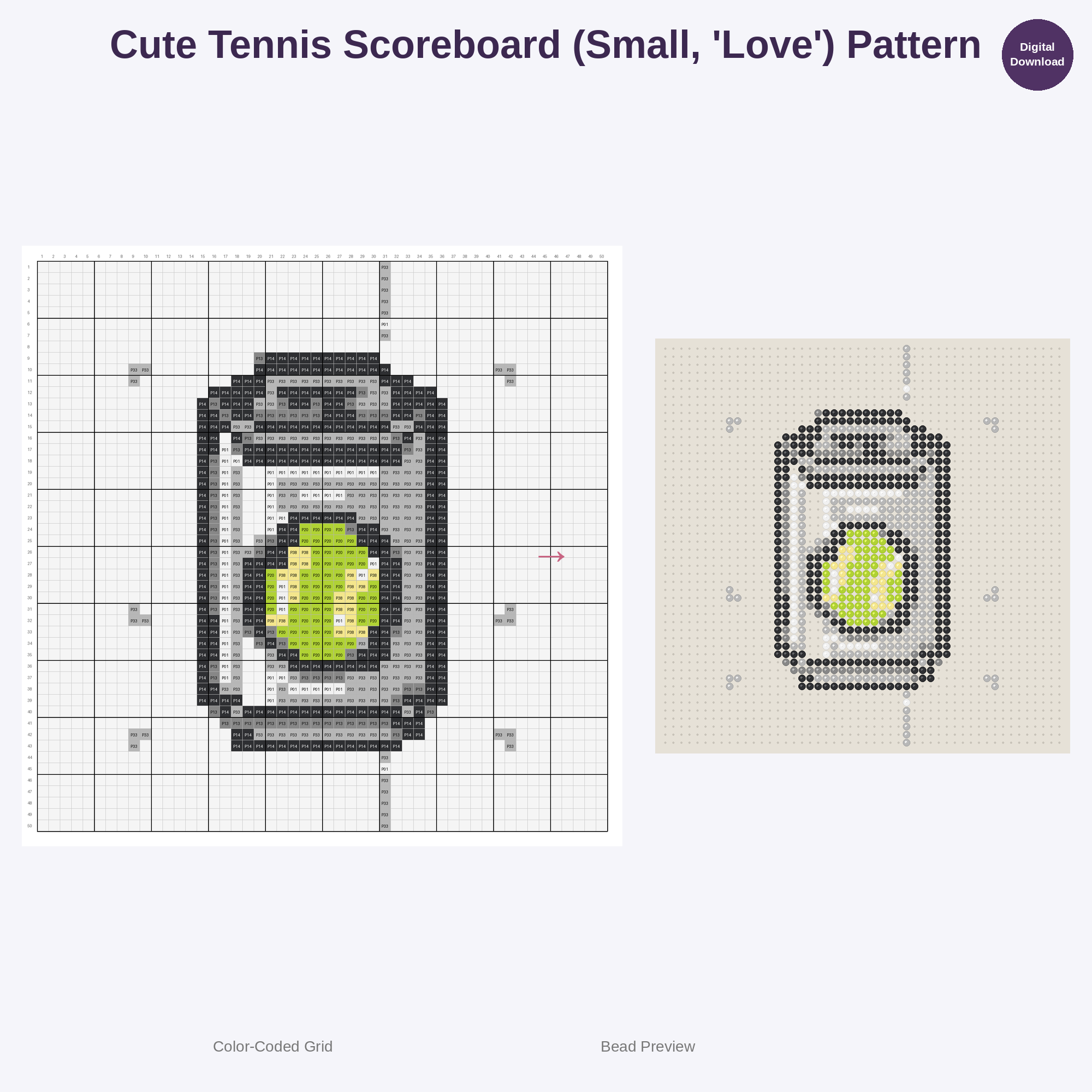 Adorable Kids Tennis Fun Perler Bead Patterns Bundle, 48 Designs (PDF Digital Download)