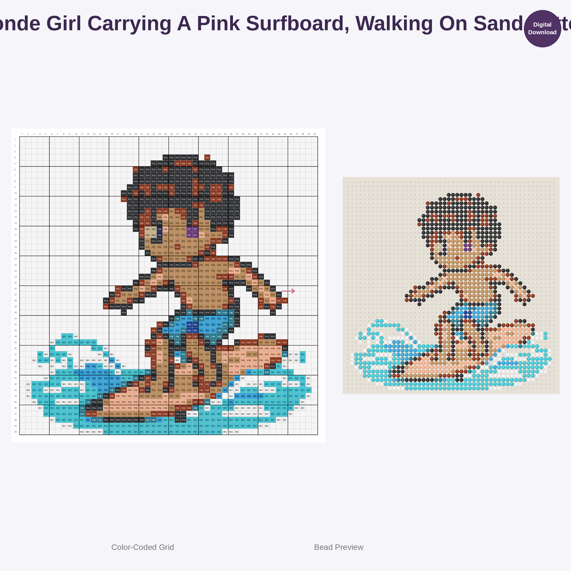 Adorable Surfing Skateboarding Kids Perler Bead Patterns Bundle, 48 Designs (PDF Digital Download)