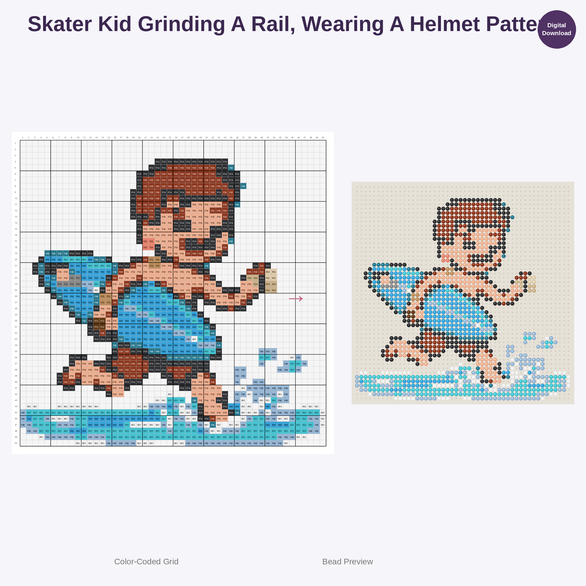 Adorable Surfing Skateboarding Kids Perler Bead Patterns Bundle, 48 Designs (PDF Digital Download)