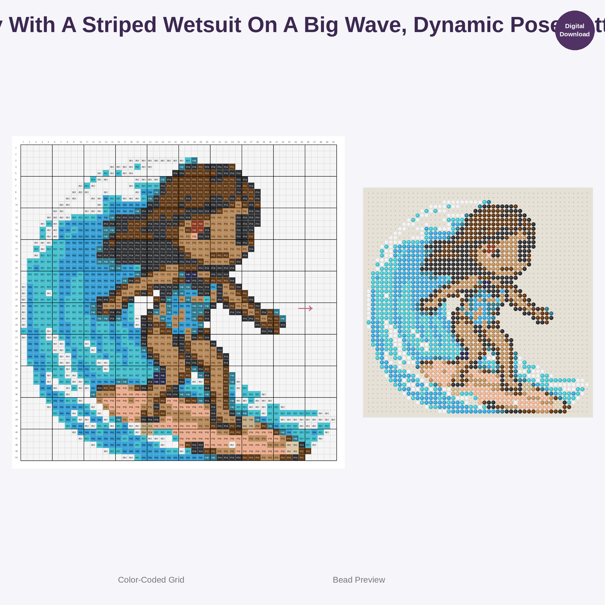 Adorable Surfing Skateboarding Kids Perler Bead Patterns Bundle, 48 Designs (PDF Digital Download)