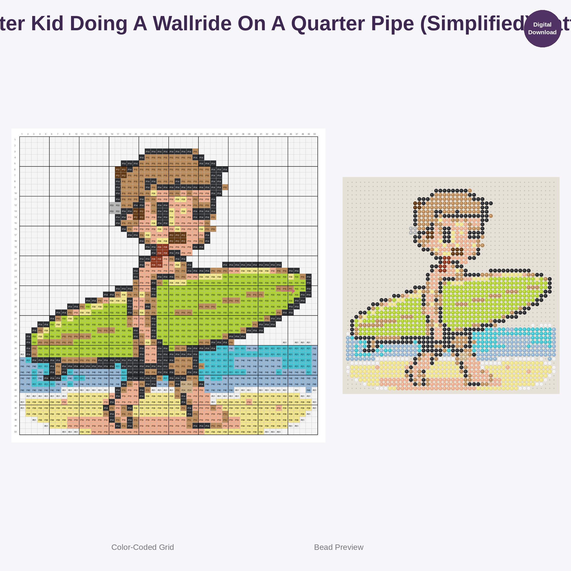Adorable Surfing Skateboarding Kids Perler Bead Patterns Bundle, 48 Designs (PDF Digital Download)