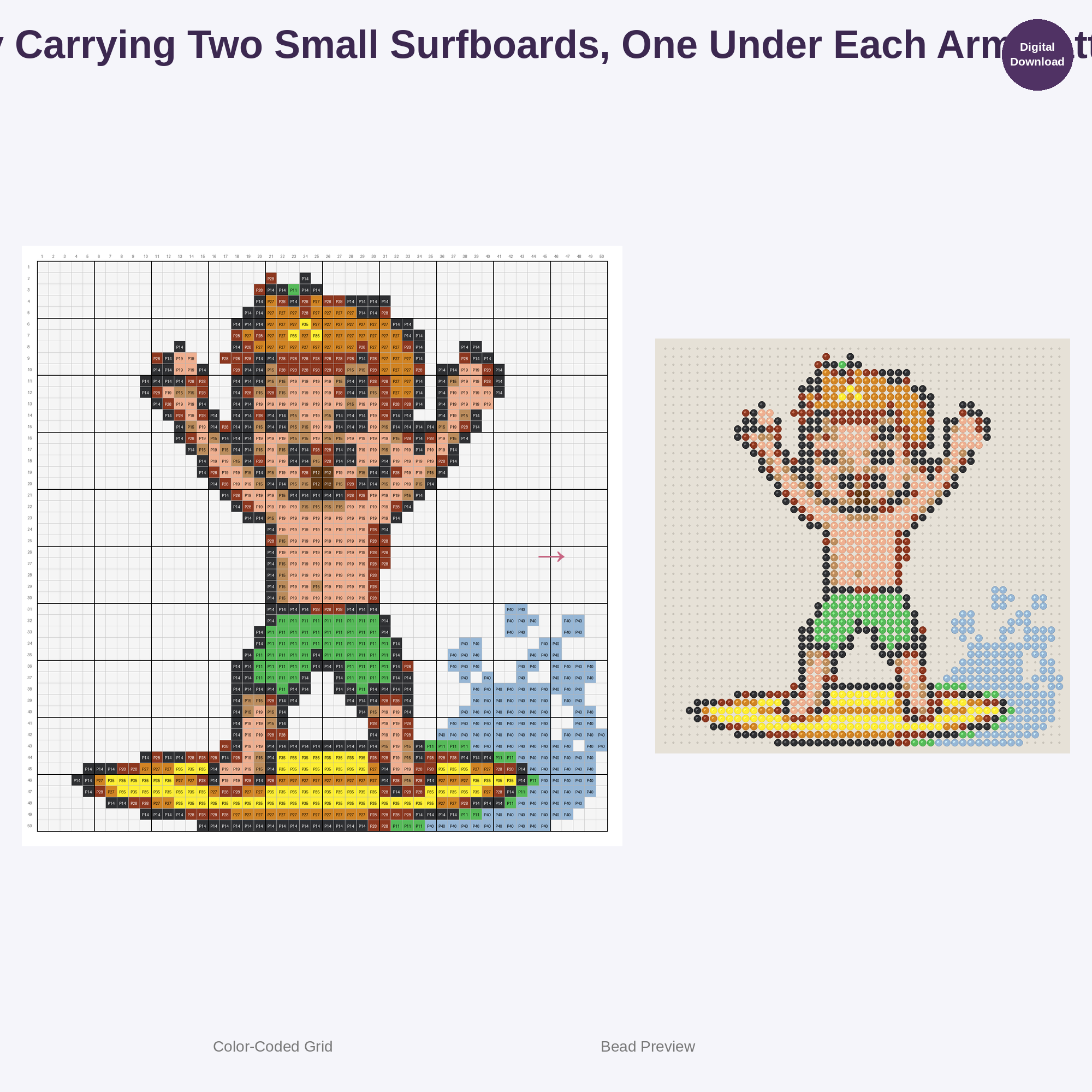 Adorable Surfing Skateboarding Kids Perler Bead Patterns Bundle, 48 Designs (PDF Digital Download)