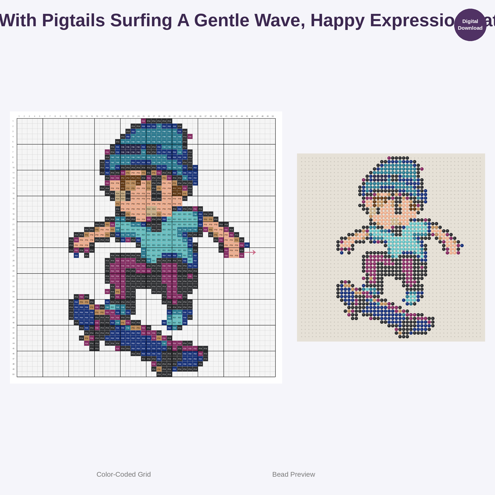 Adorable Surfing Skateboarding Kids Perler Bead Patterns Bundle, 48 Designs (PDF Digital Download)