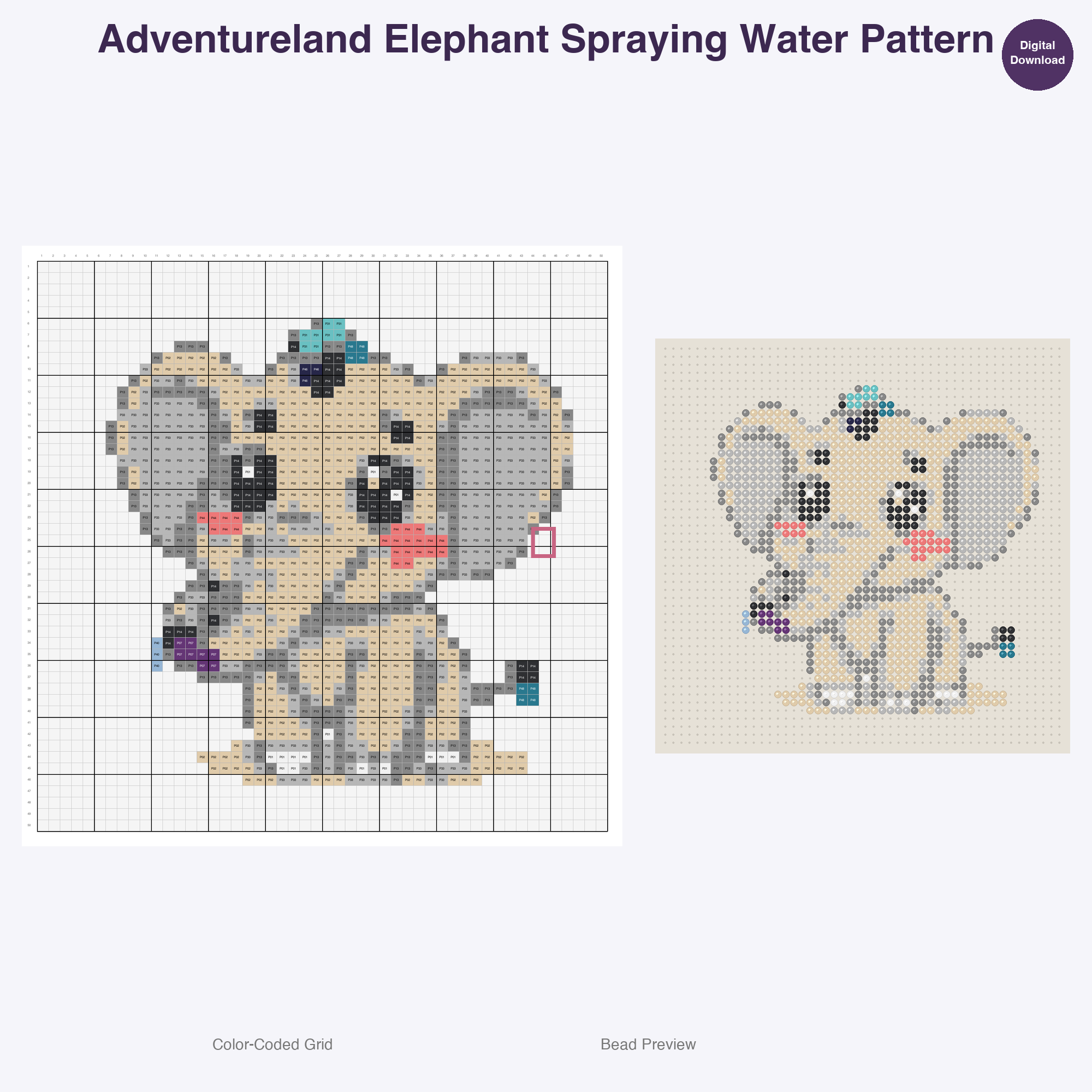 Adventureland Safari Creatures Perler Bead Patterns, 48 Designs x 3 Grid Sizes (29x29 + 50x50 + 128x128), Fuse Bead PDF Digital Download