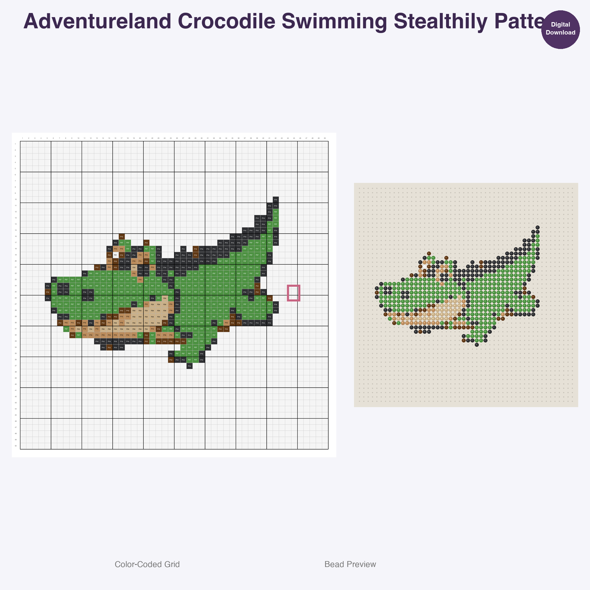Adventureland Safari Creatures Perler Bead Patterns, 48 Designs x 3 Grid Sizes (29x29 + 50x50 + 128x128), Fuse Bead PDF Digital Download