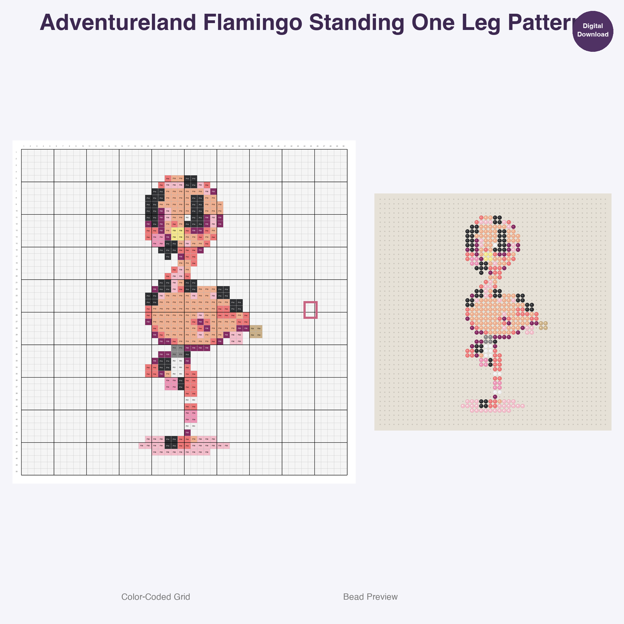 Adventureland Safari Creatures Perler Bead Patterns, 48 Designs x 3 Grid Sizes (29x29 + 50x50 + 128x128), Fuse Bead PDF Digital Download