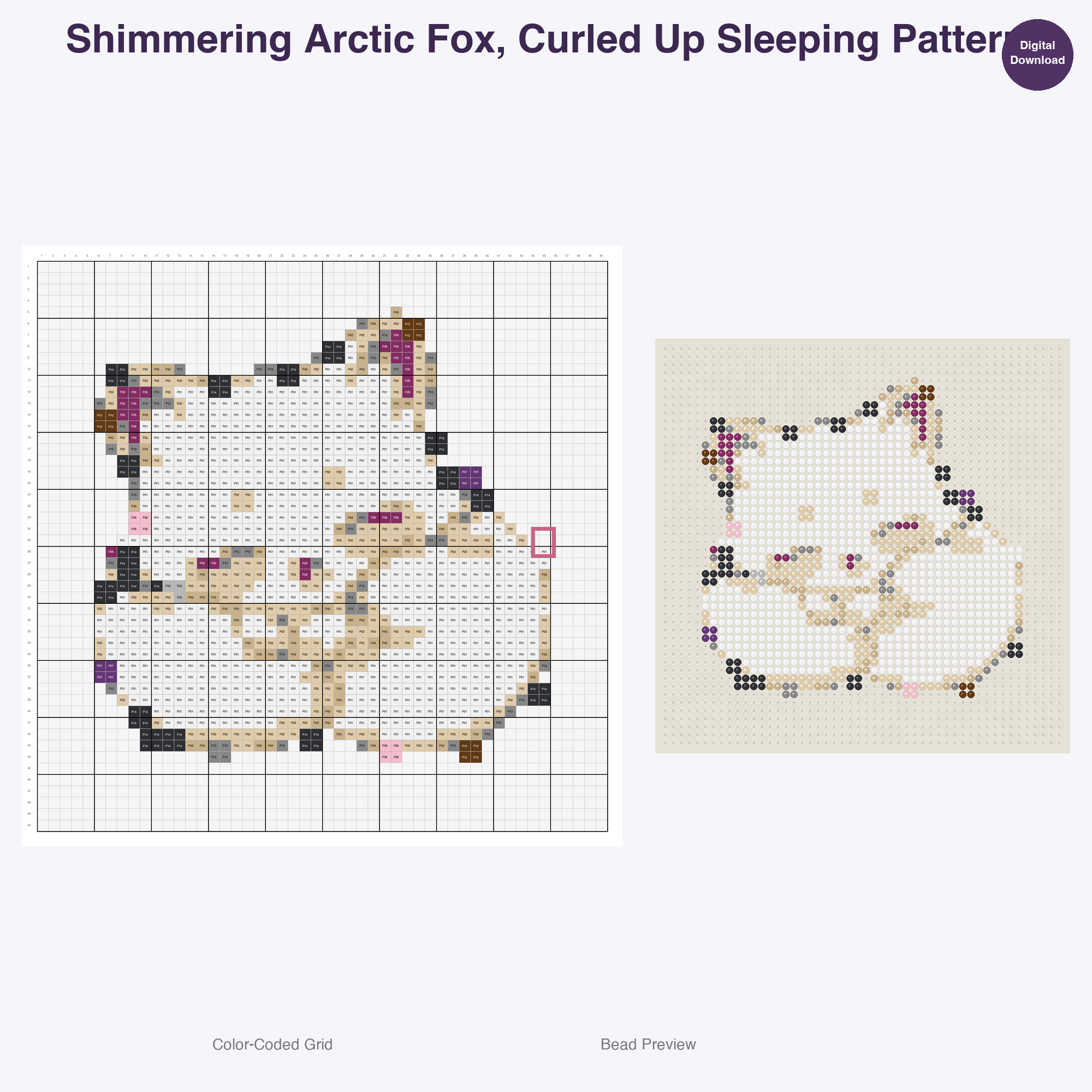 Arctic Ice Gem Critters Perler Bead Patterns, 48 Designs x 3 Grid Sizes (29x29 + 50x50 + 128x128), Fuse Bead PDF Digital Download