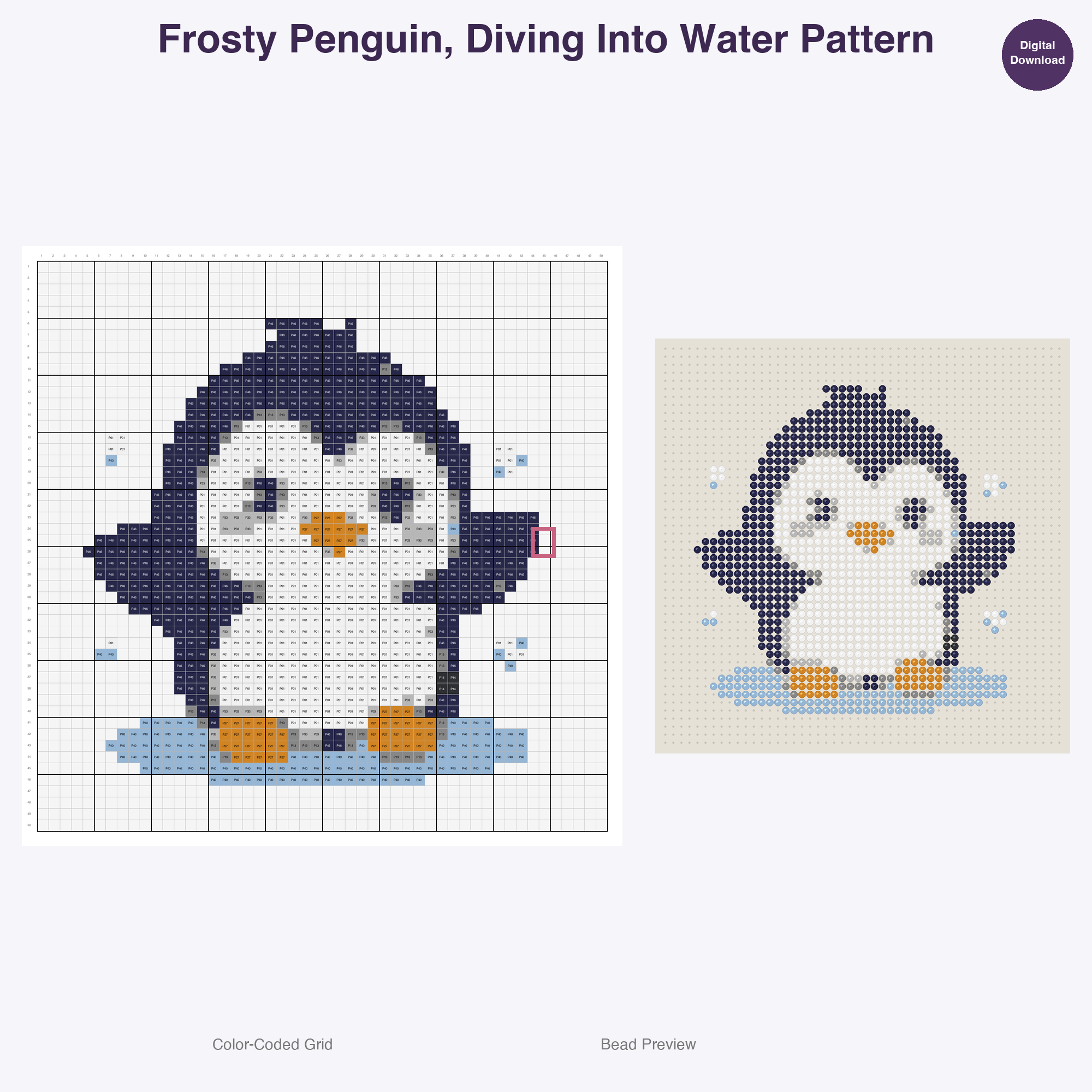 Arctic Ice Gem Critters Perler Bead Patterns, 48 Designs x 3 Grid Sizes (29x29 + 50x50 + 128x128), Fuse Bead PDF Digital Download