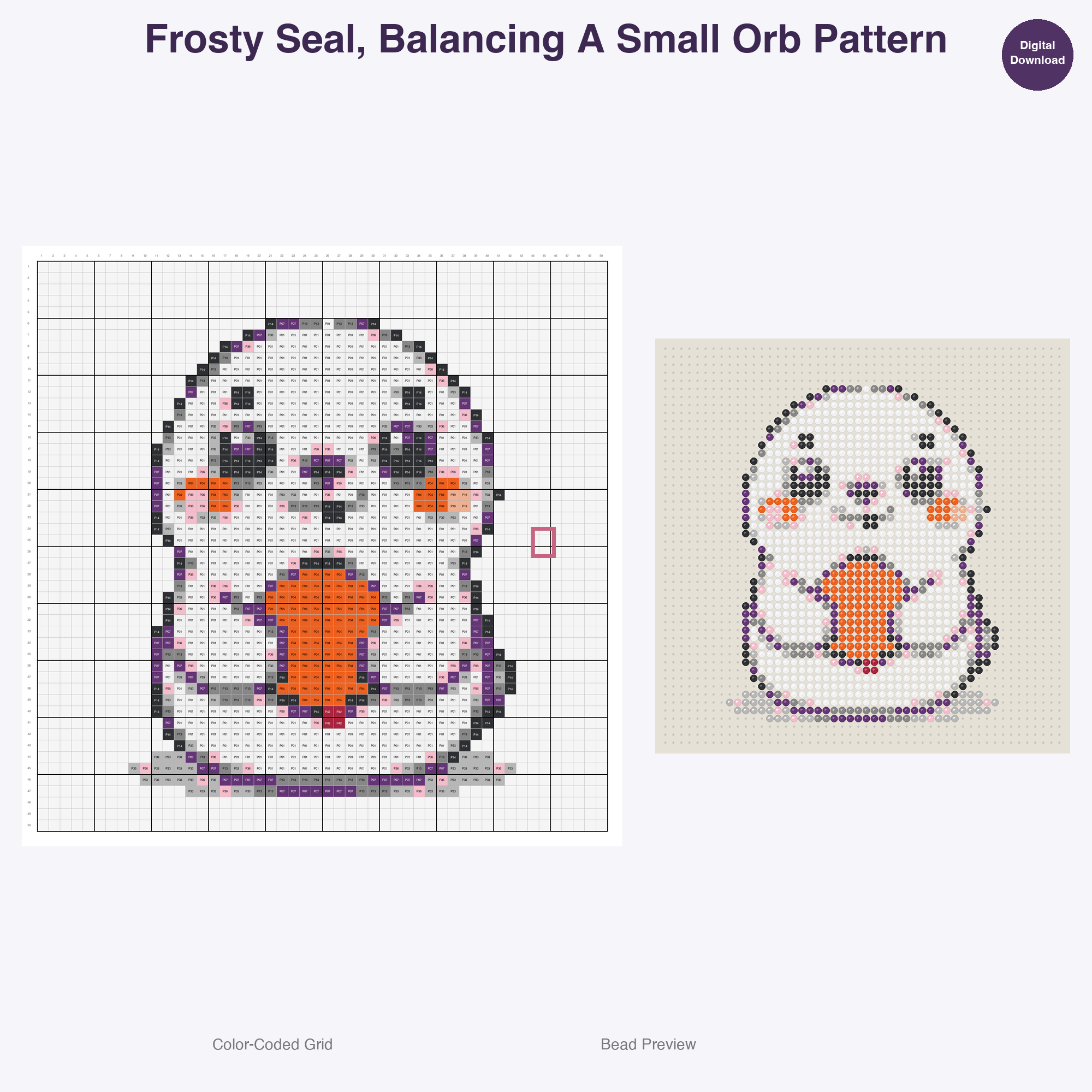 Arctic Ice Gem Critters Perler Bead Patterns, 48 Designs x 3 Grid Sizes (29x29 + 50x50 + 128x128), Fuse Bead PDF Digital Download