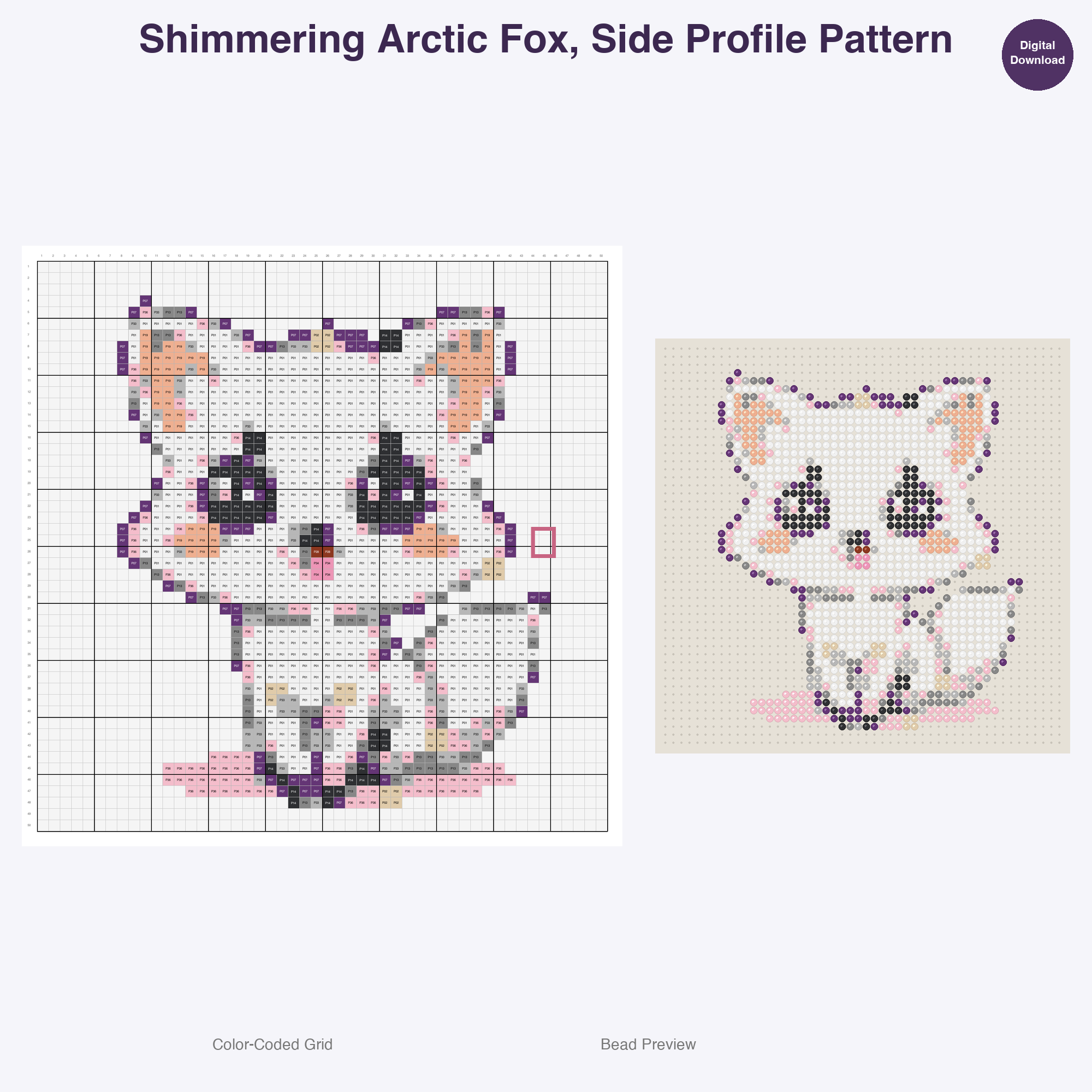 Arctic Ice Gem Critters Perler Bead Patterns, 48 Designs x 3 Grid Sizes (29x29 + 50x50 + 128x128), Fuse Bead PDF Digital Download